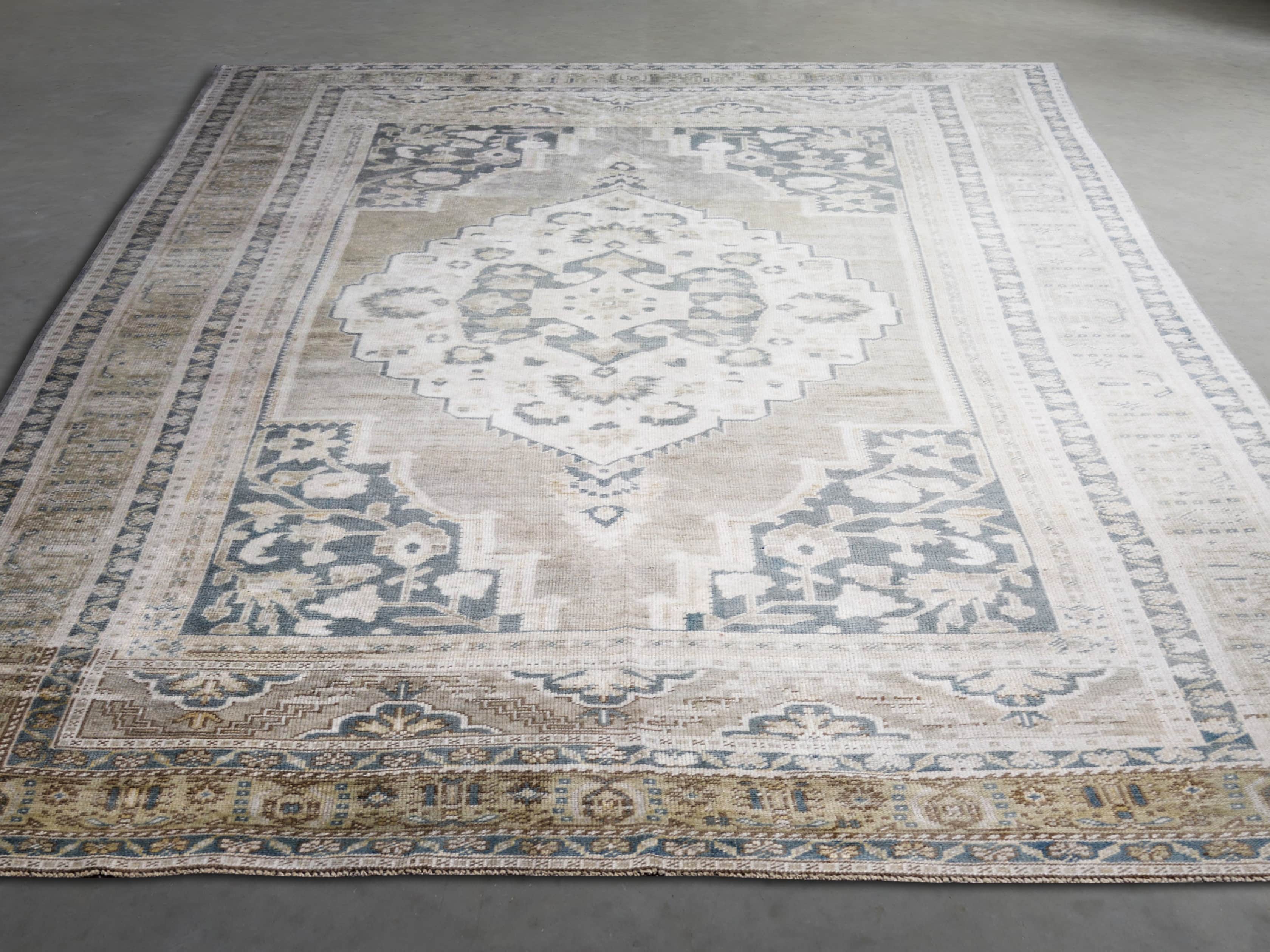 One of a Kind 6'3" x 10'6" Vintage Turkish Oushak Rug, slide 3 of 4