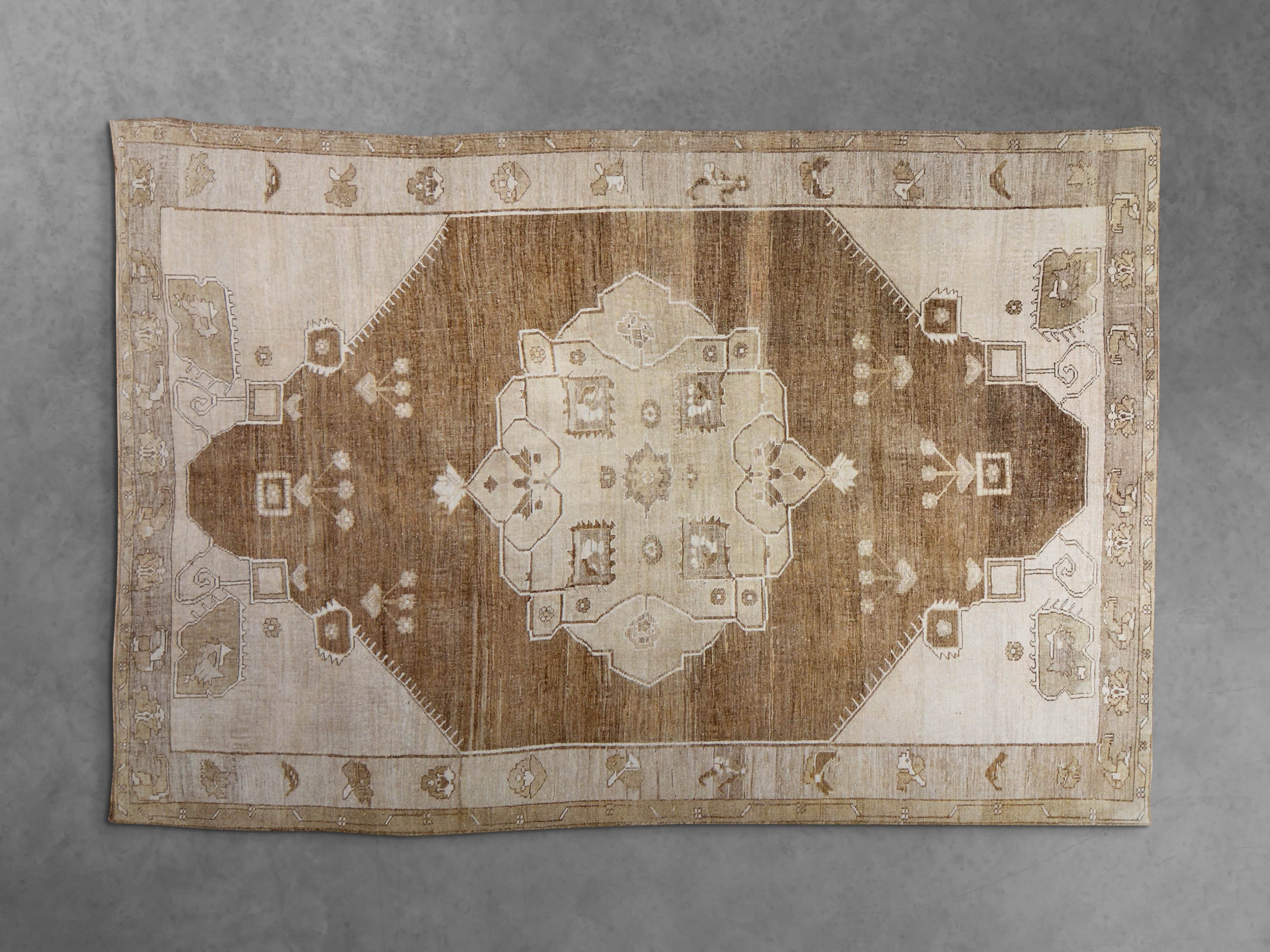View the One of a Kind 6'3" x 9'6" Vintage Turkish Oushak Rug