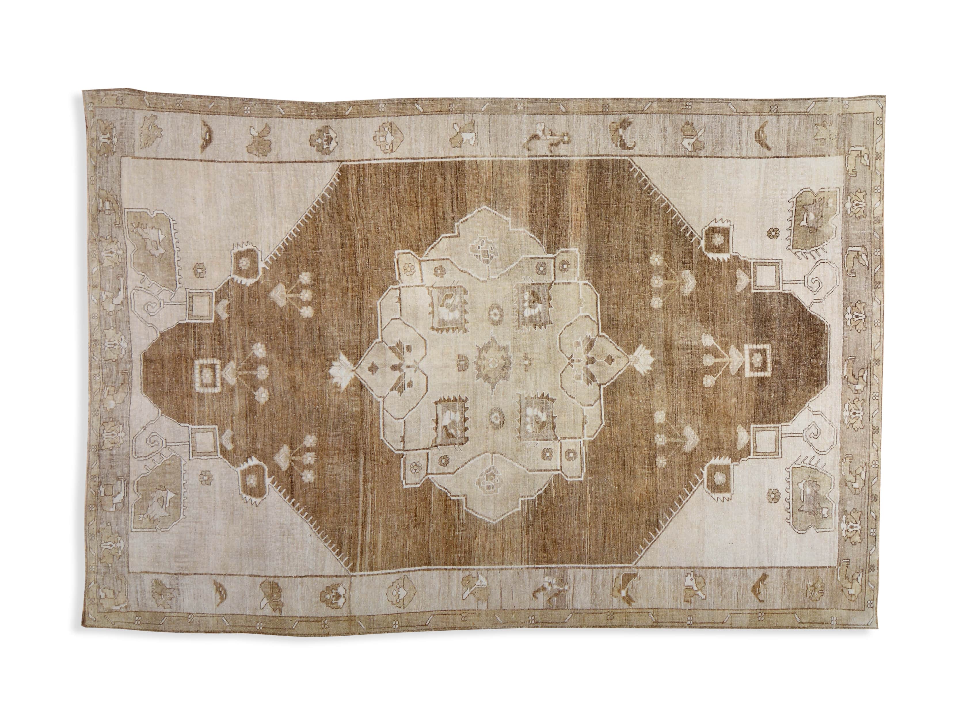 One of a Kind 6'3" x 9'6" Vintage Turkish Oushak Rug, slide 4 of 4