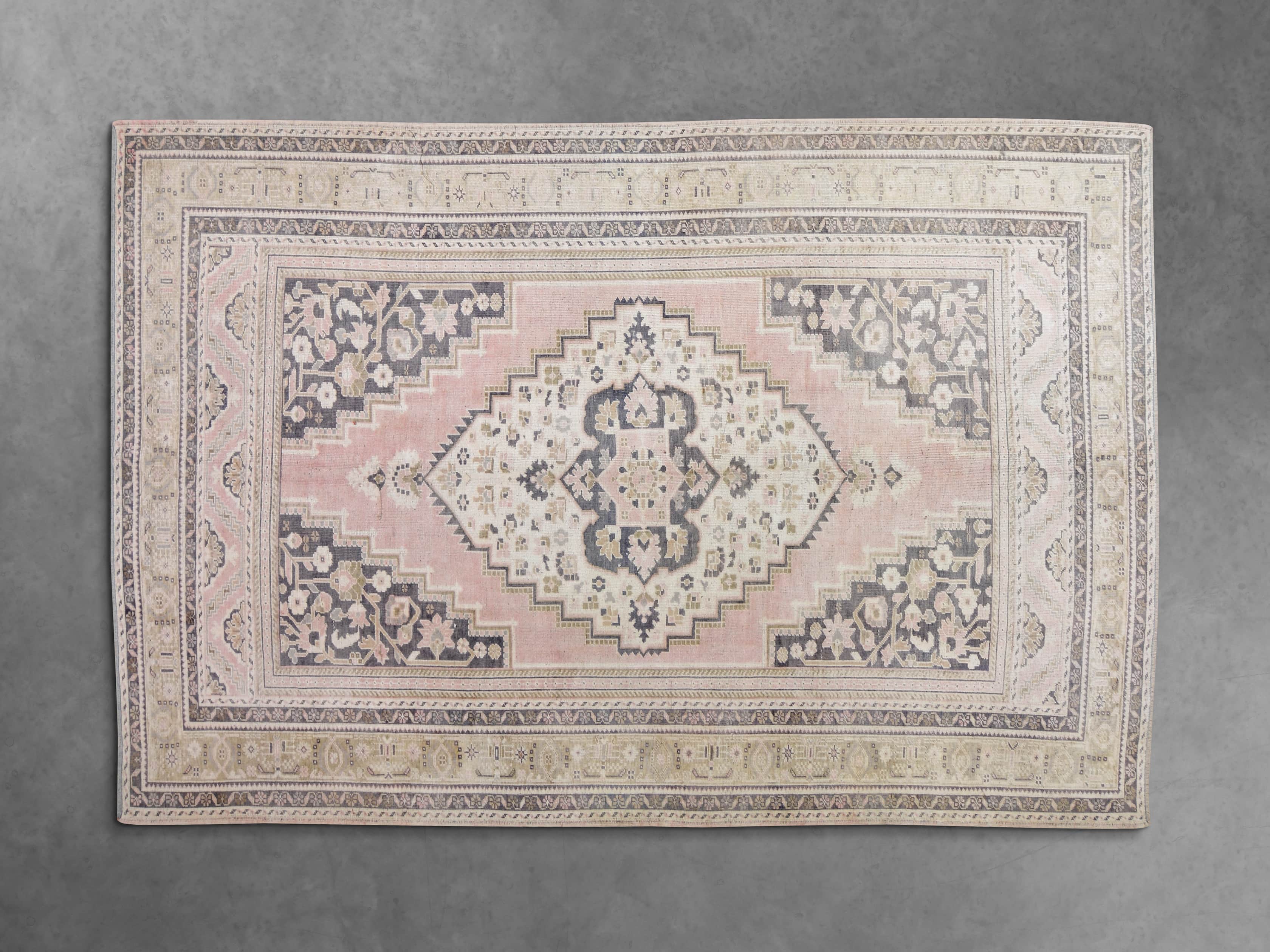 One of a Kind 6'6" x 9'9" Vintage Turkish Oushak Rug, slide 2 of 4