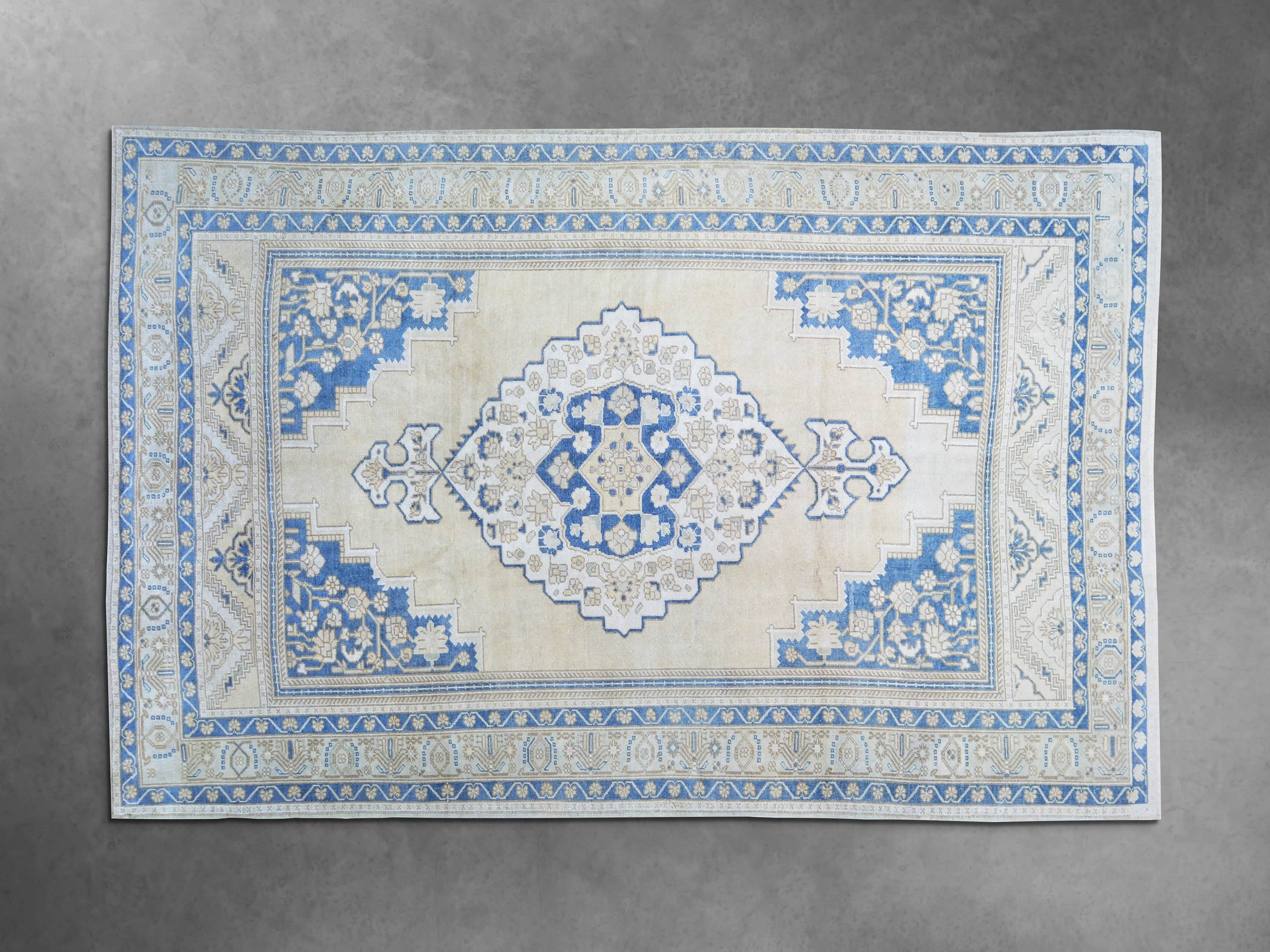 View the One of a Kind 6'6" x 9'10" Vintage Turkish Oushak Rug