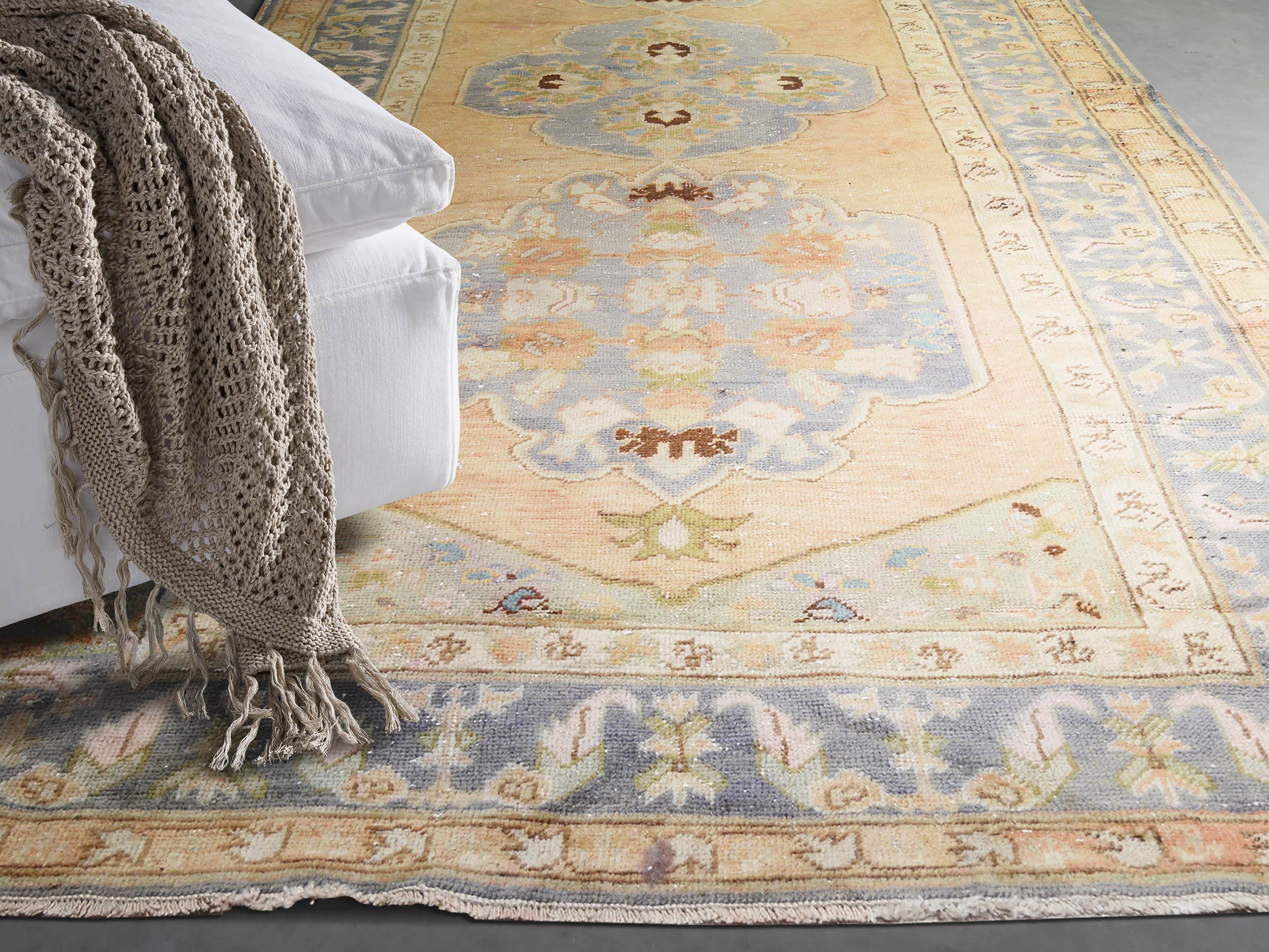 View the One of a Kind 4'8" x 12' Vintage Turkish Oushak Rugs
