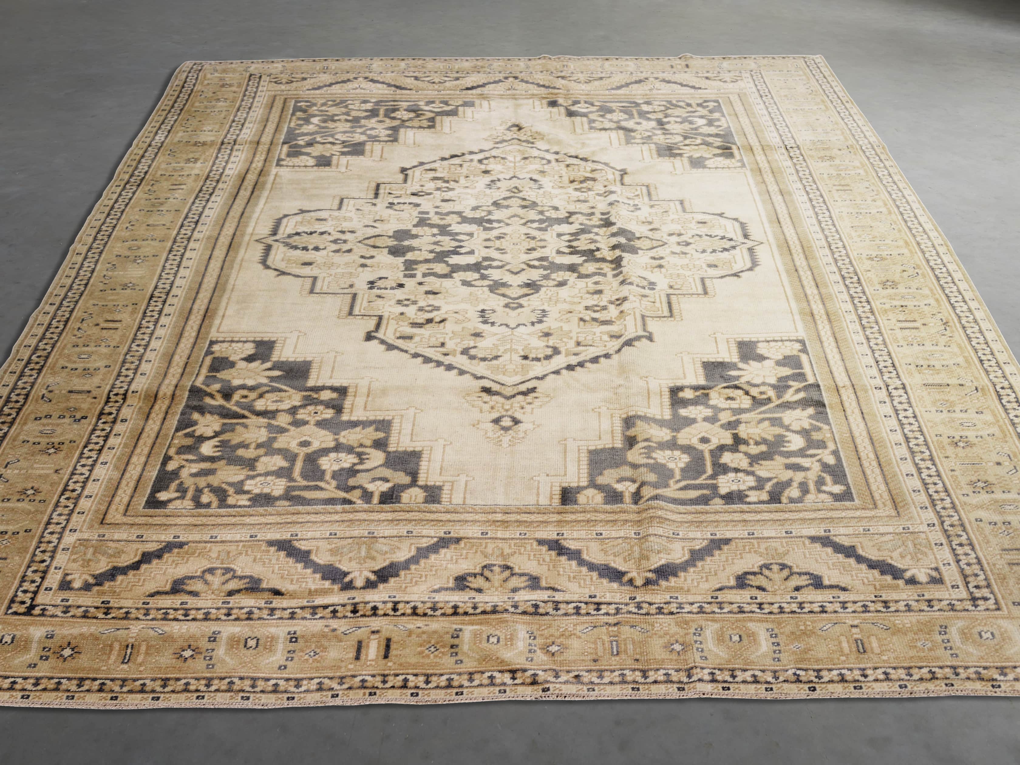 One of a Kind 5'9" x 9'2" Vintage Turkish Oushak Rugs, slide 3 of 3