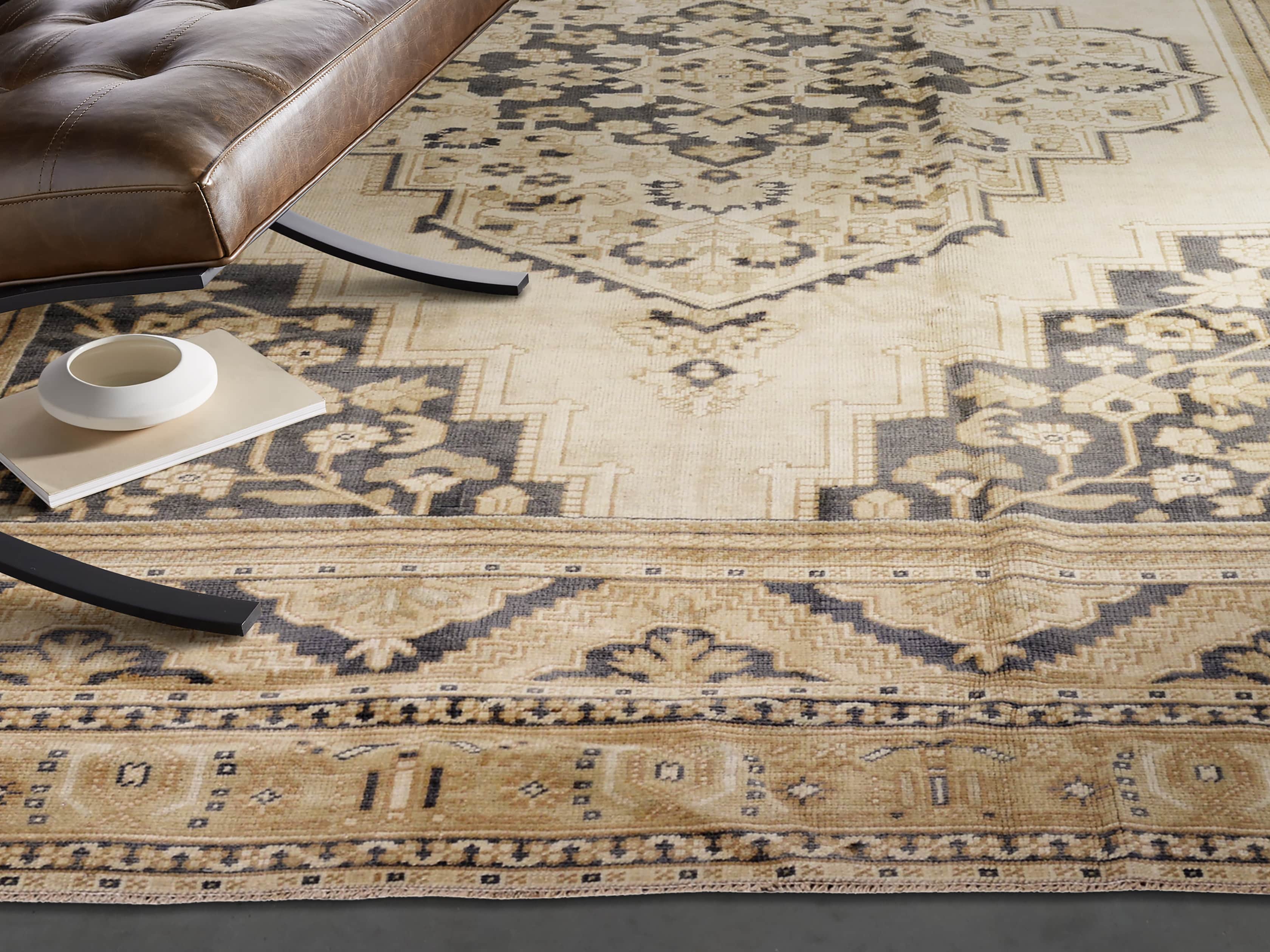 View the One of a Kind 5'9" x 9'2" Vintage Turkish Oushak Rugs