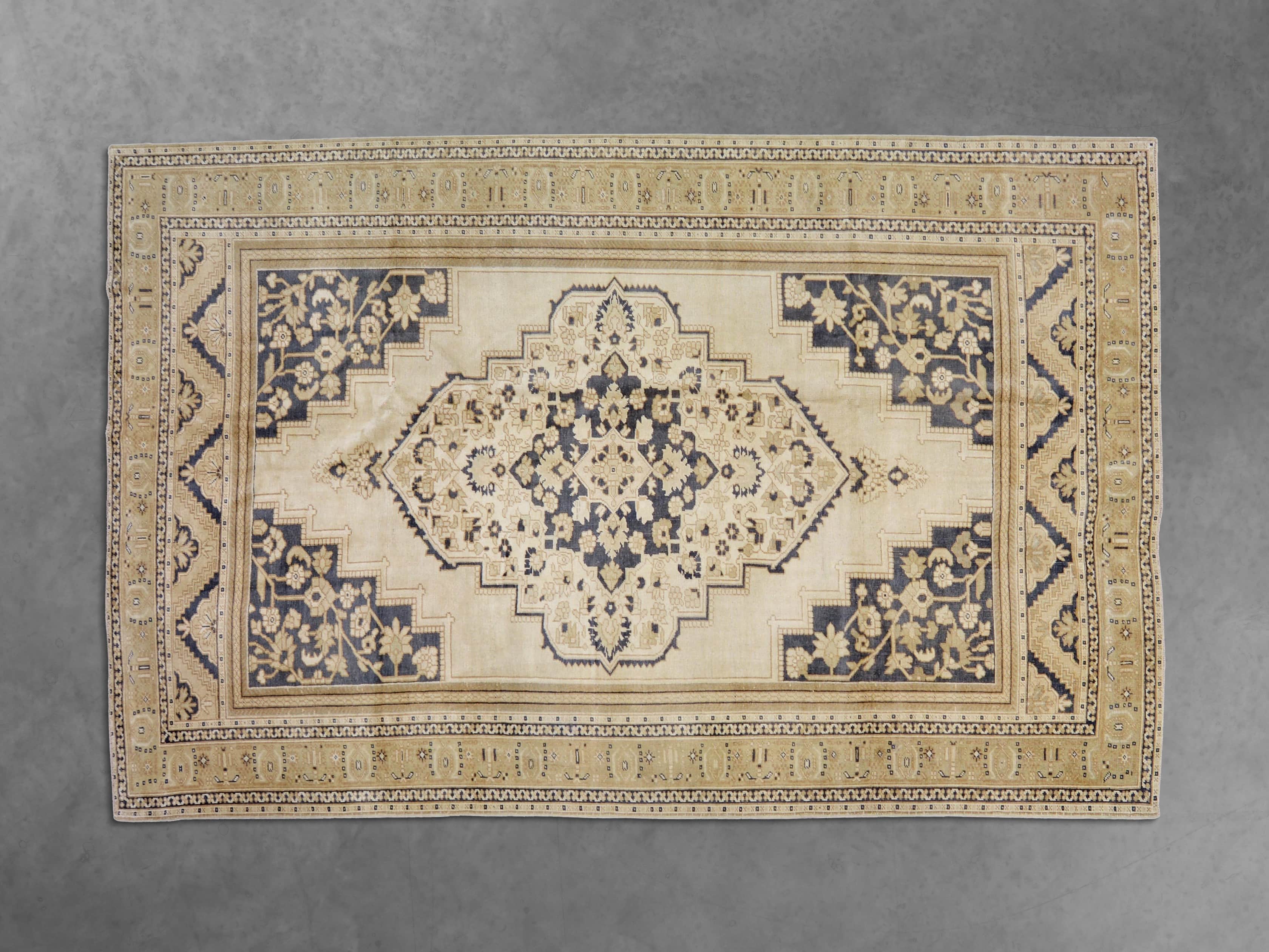 View the One of a Kind 5'9" x 9'2" Vintage Turkish Oushak Rugs