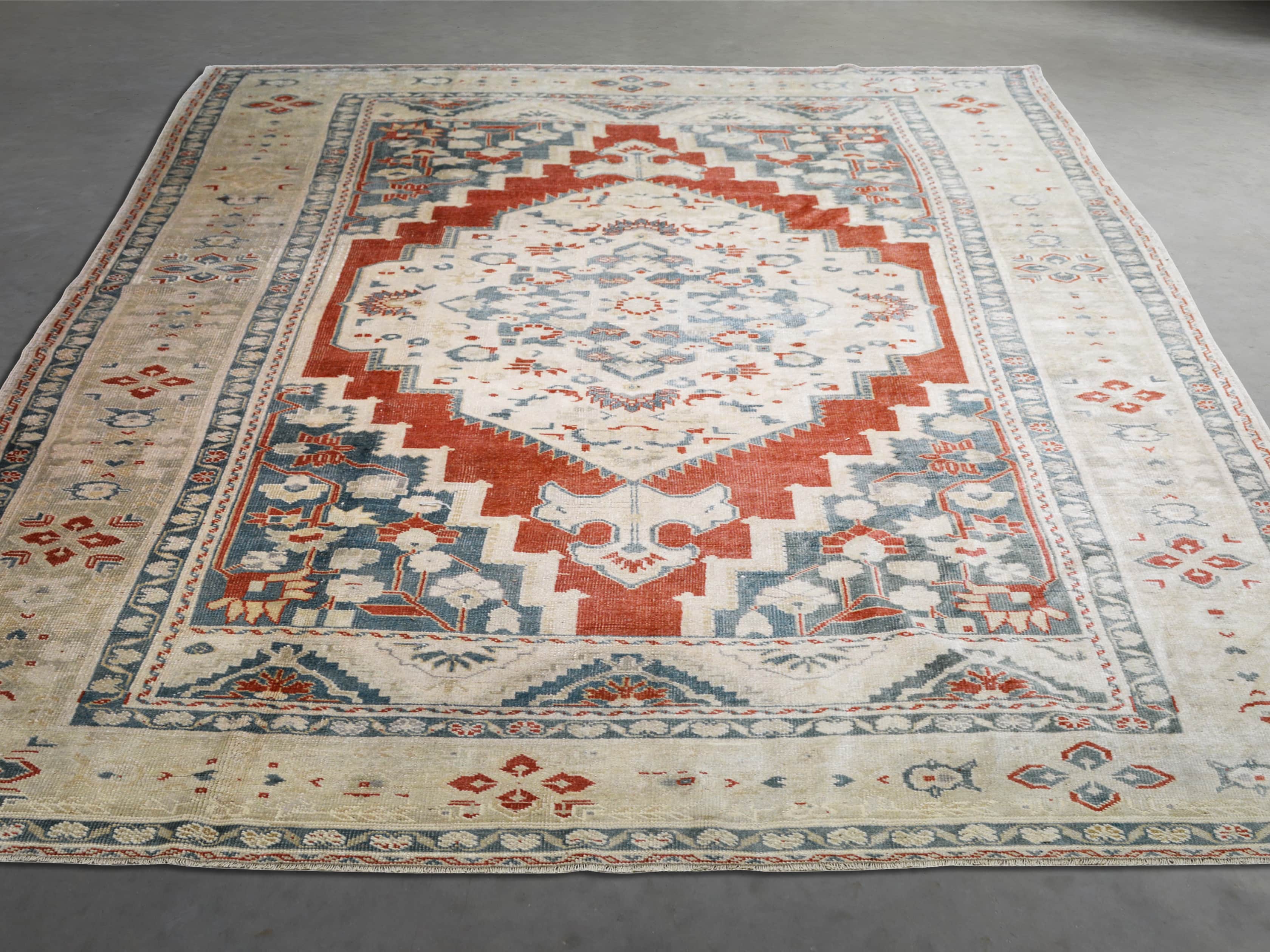 One of a Kind 6'5" x 11'4" Vintage Turkish Oushak Rugs, slide 3 of 3