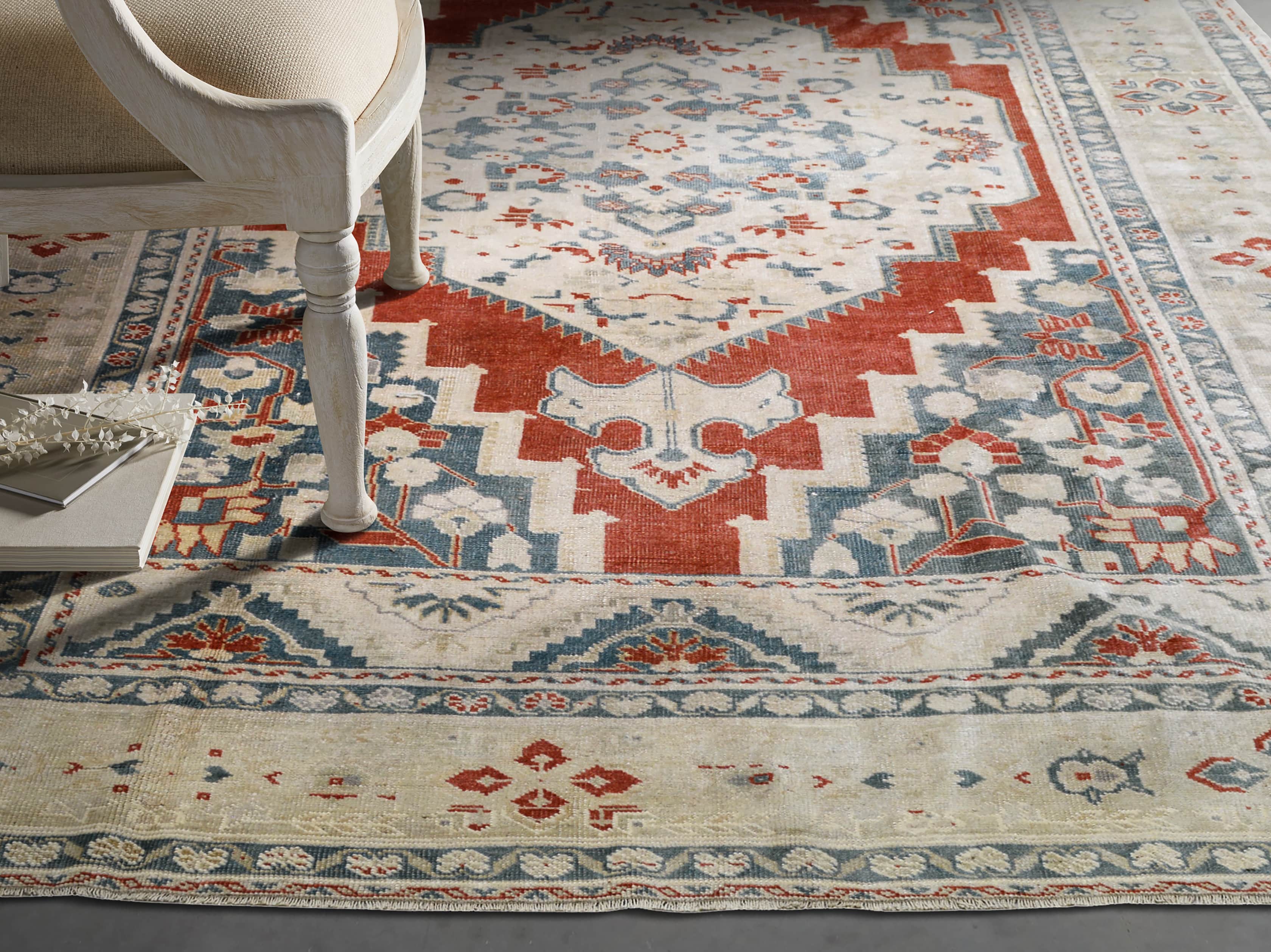 View the One of a Kind 6'5" x 11'4" Vintage Turkish Oushak Rugs