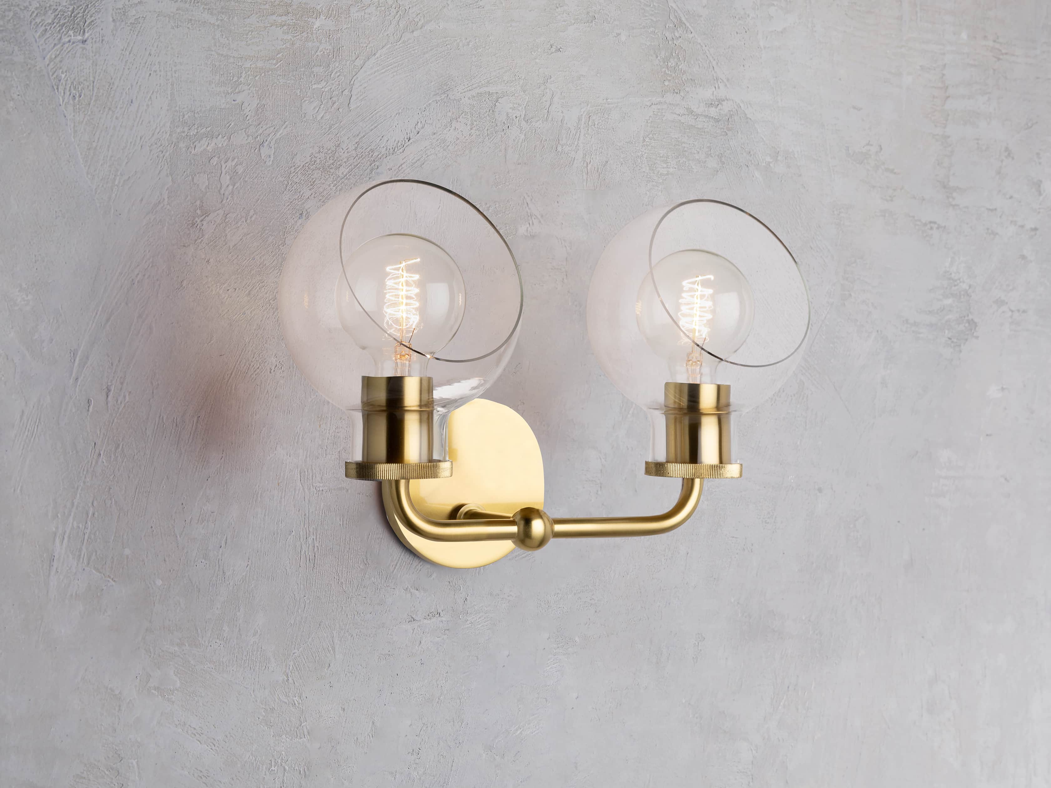 Maisie 2-Light Vanity Sconce in Brass, slide 1 of 3