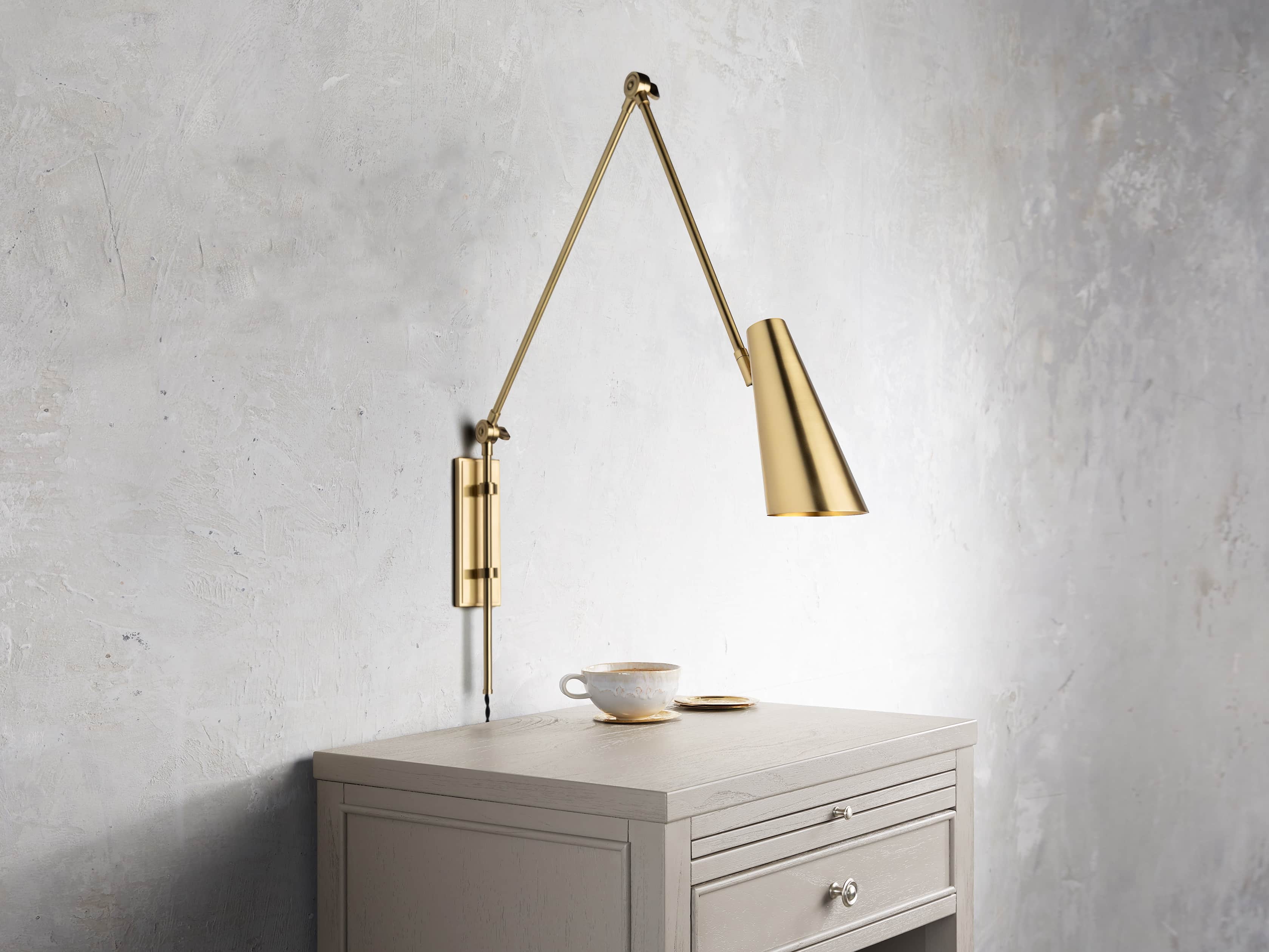 PERCEY BRASS SWING ARM SCONCE, slide 1 of 3