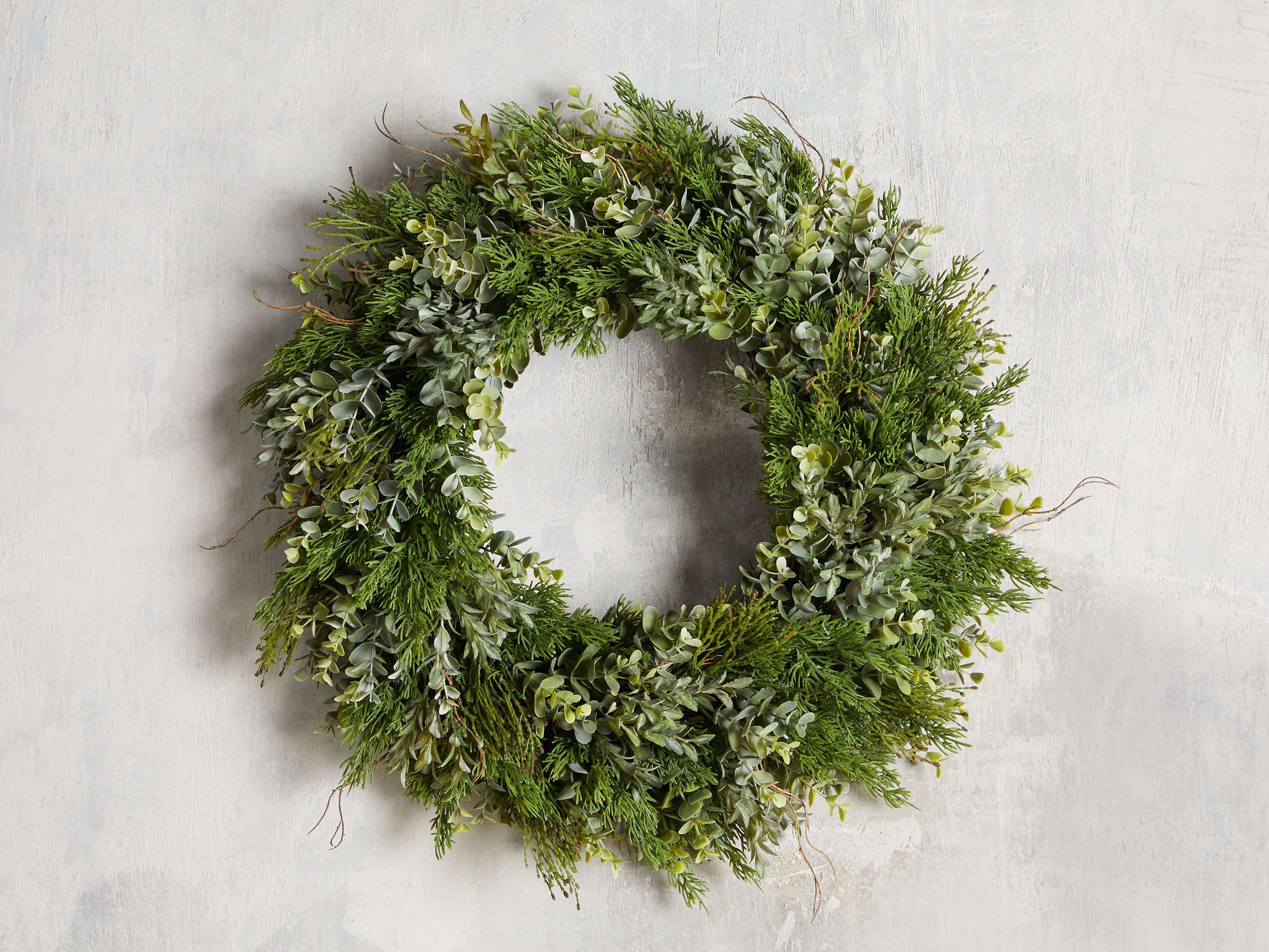 Faux Mixed Greenery Wreath, slide 1 of 3