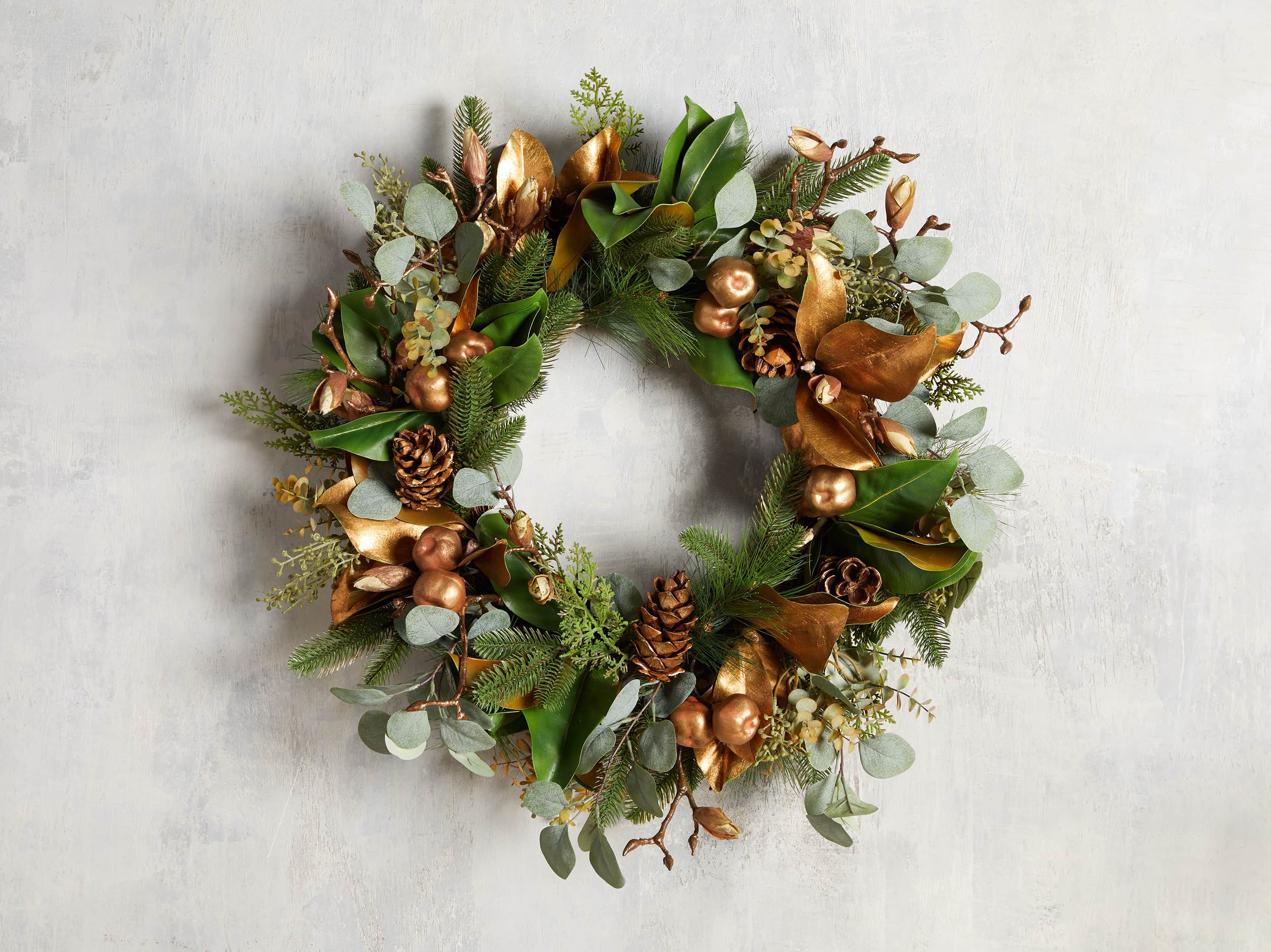 Faux Golden Mix Wreath, slide 1 of 4