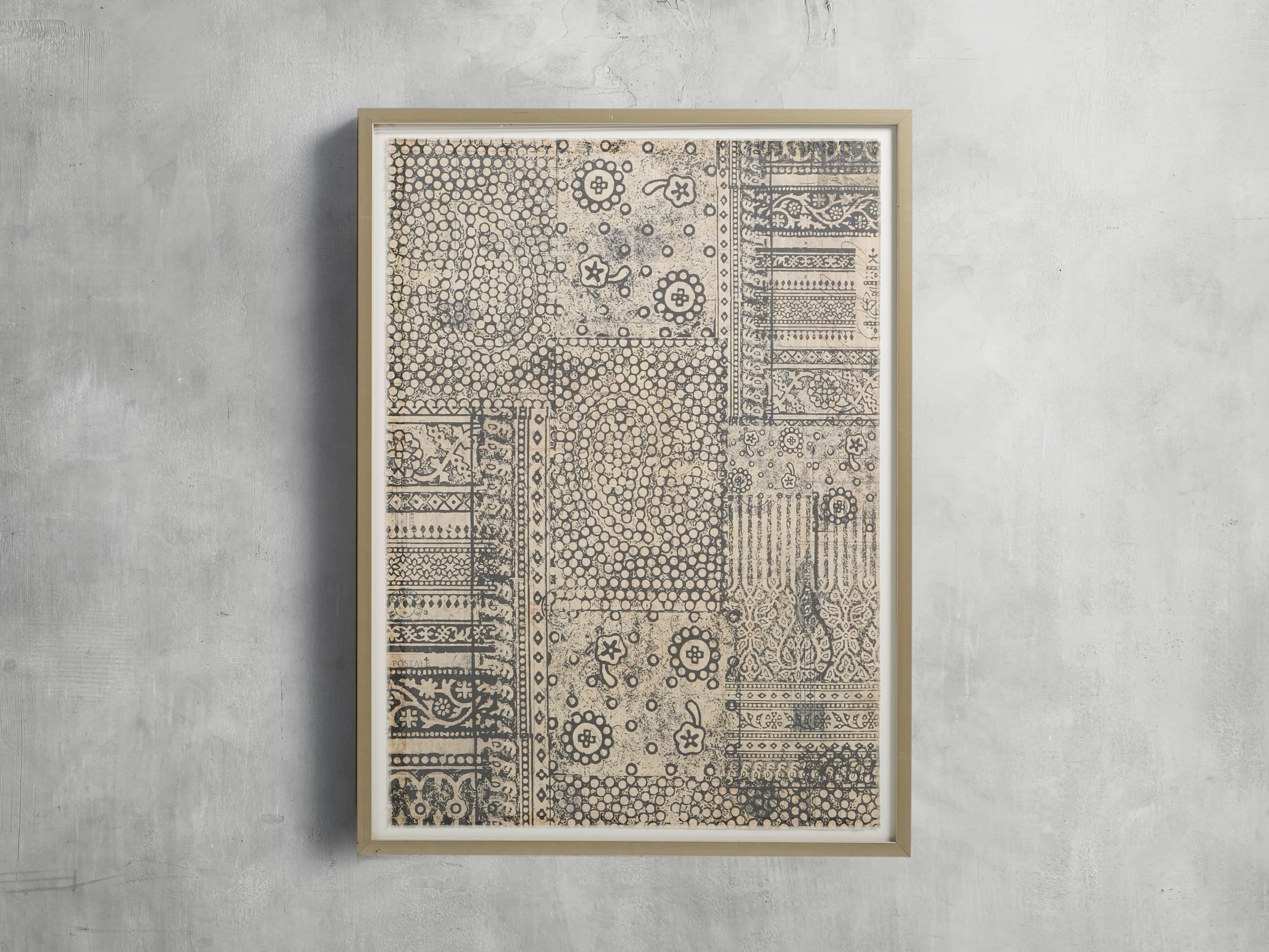 34" Textile Motif Framed Print 1