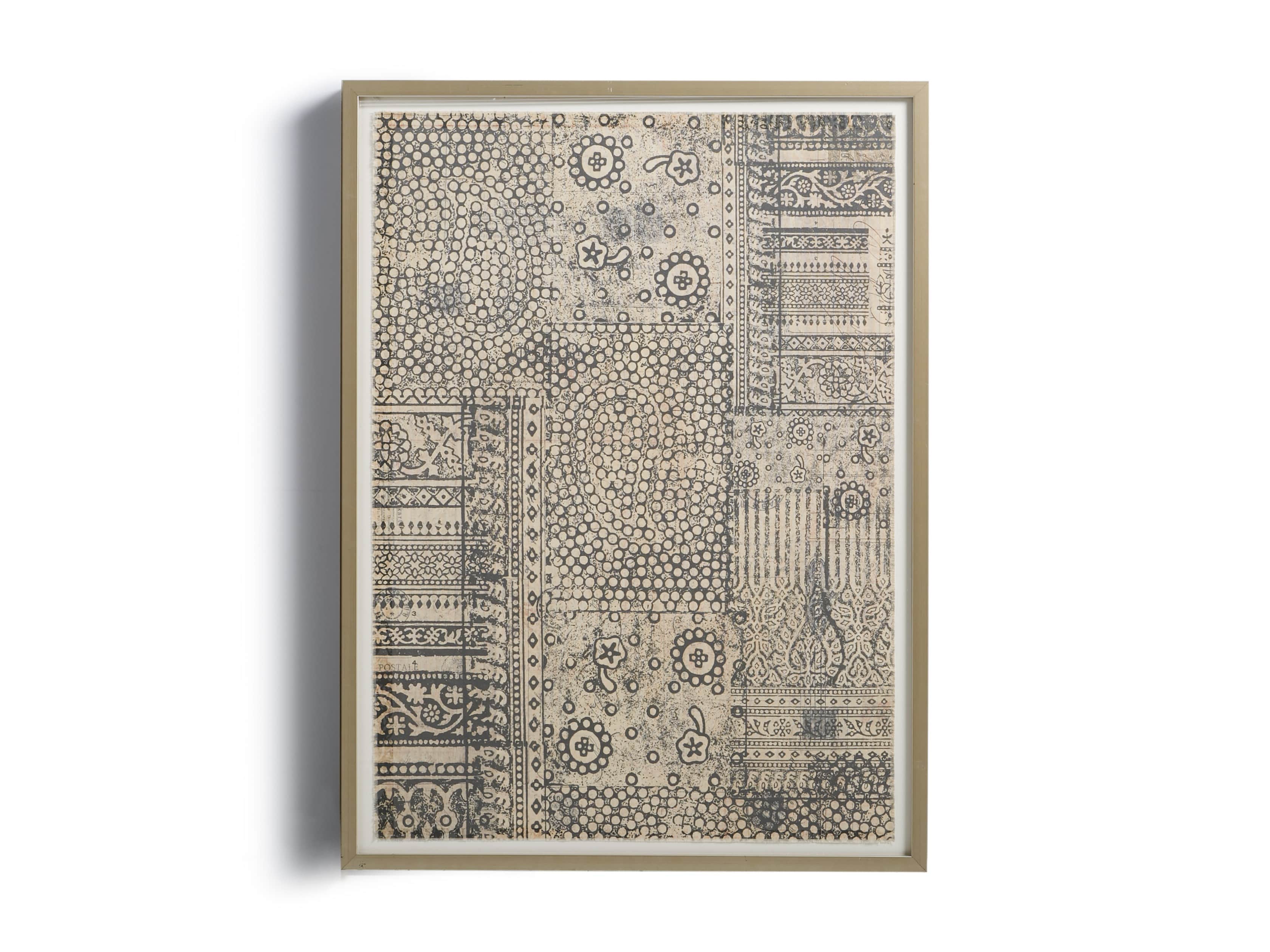 34" Textile Motif Framed Print 1
