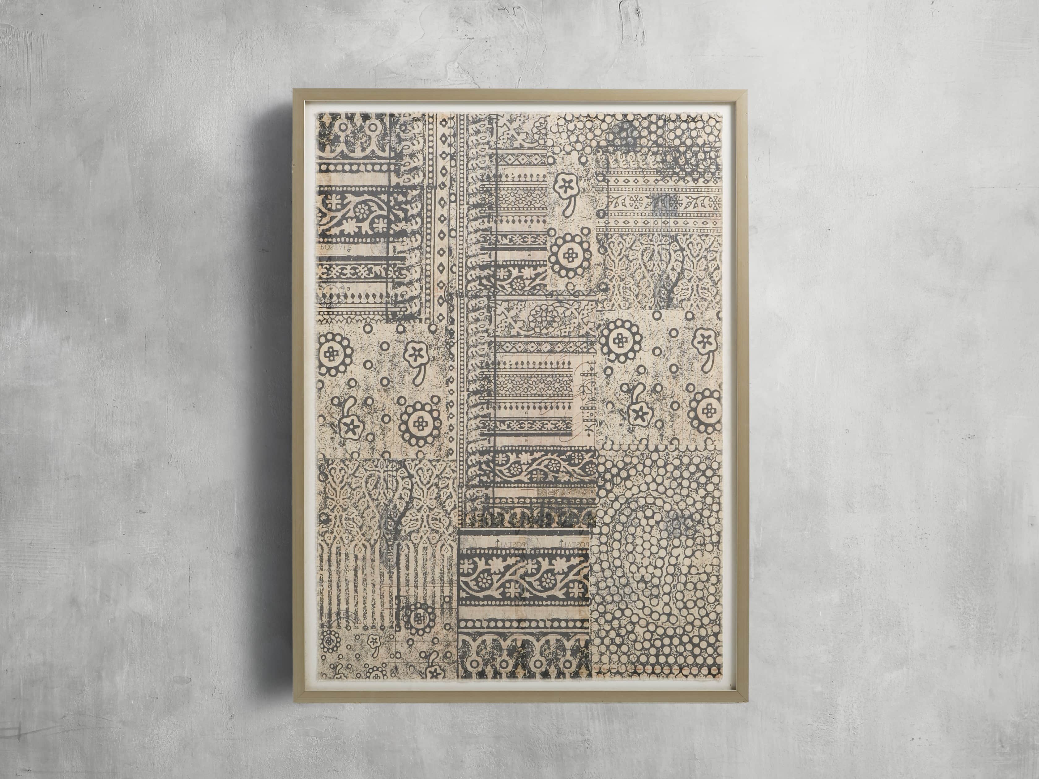 34" Textile Motif Framed Print 2