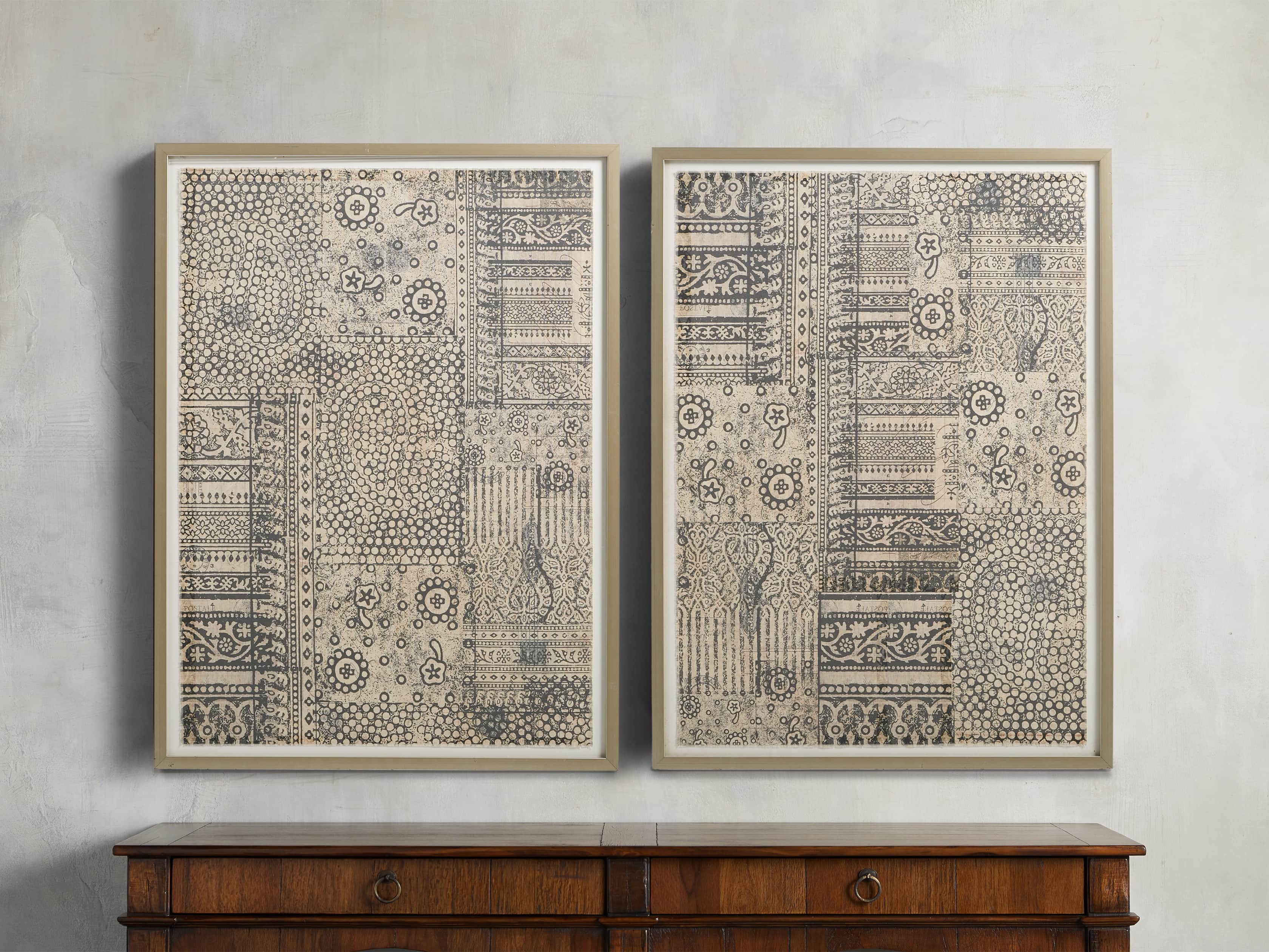 34" Textile Motif Framed Print 2