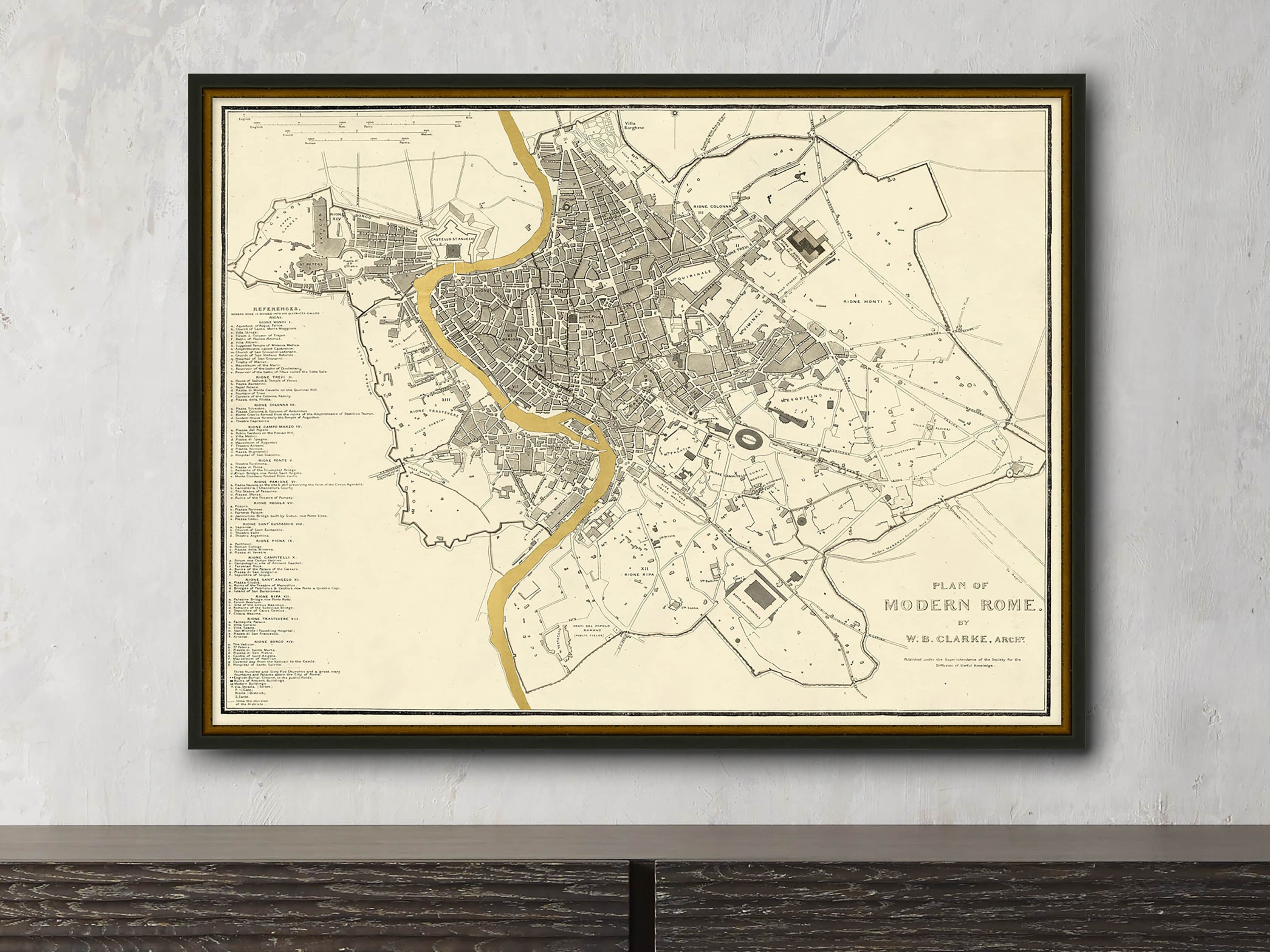 Rome Gold Leaf 37" X 28" Map