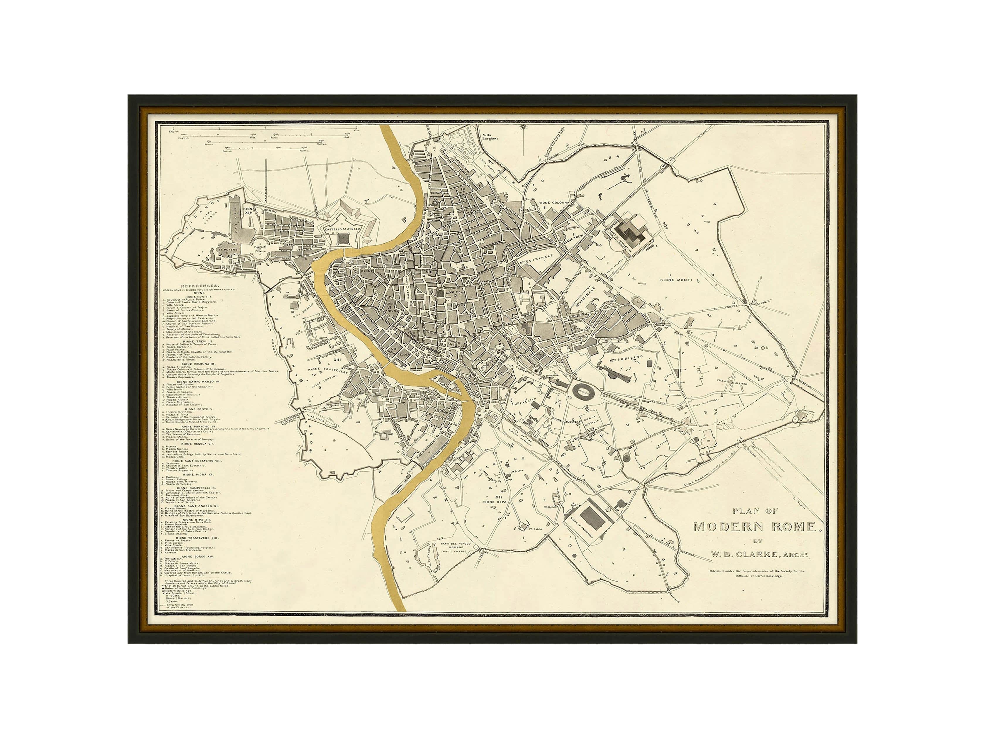 Rome Gold Leaf 37" X 28" Map