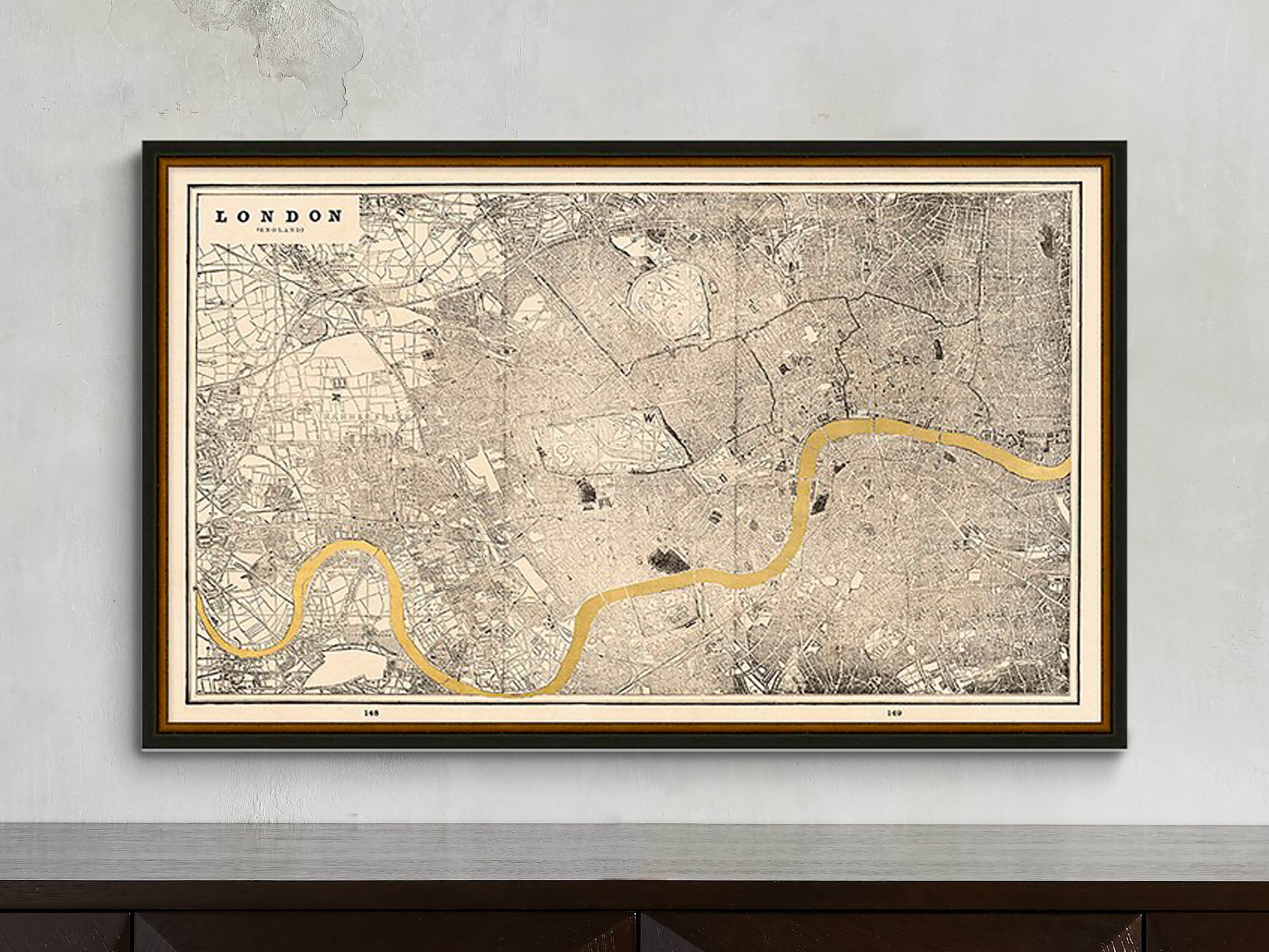 London Gold Leaf 37" X 25" Map