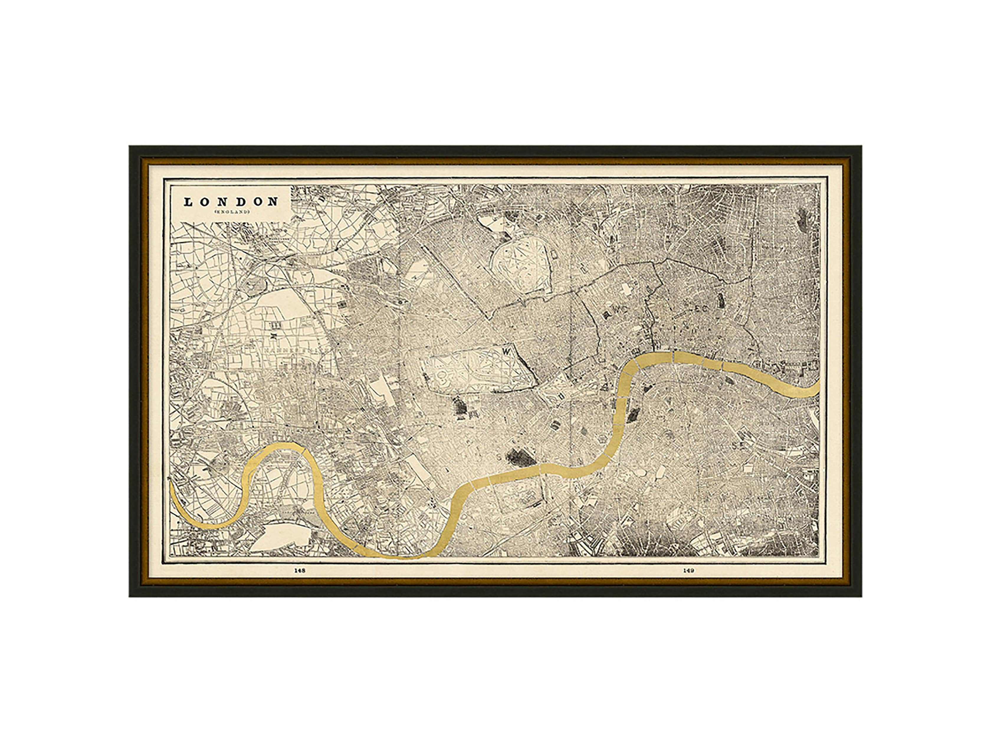 London Gold Leaf 37" X 25" Map