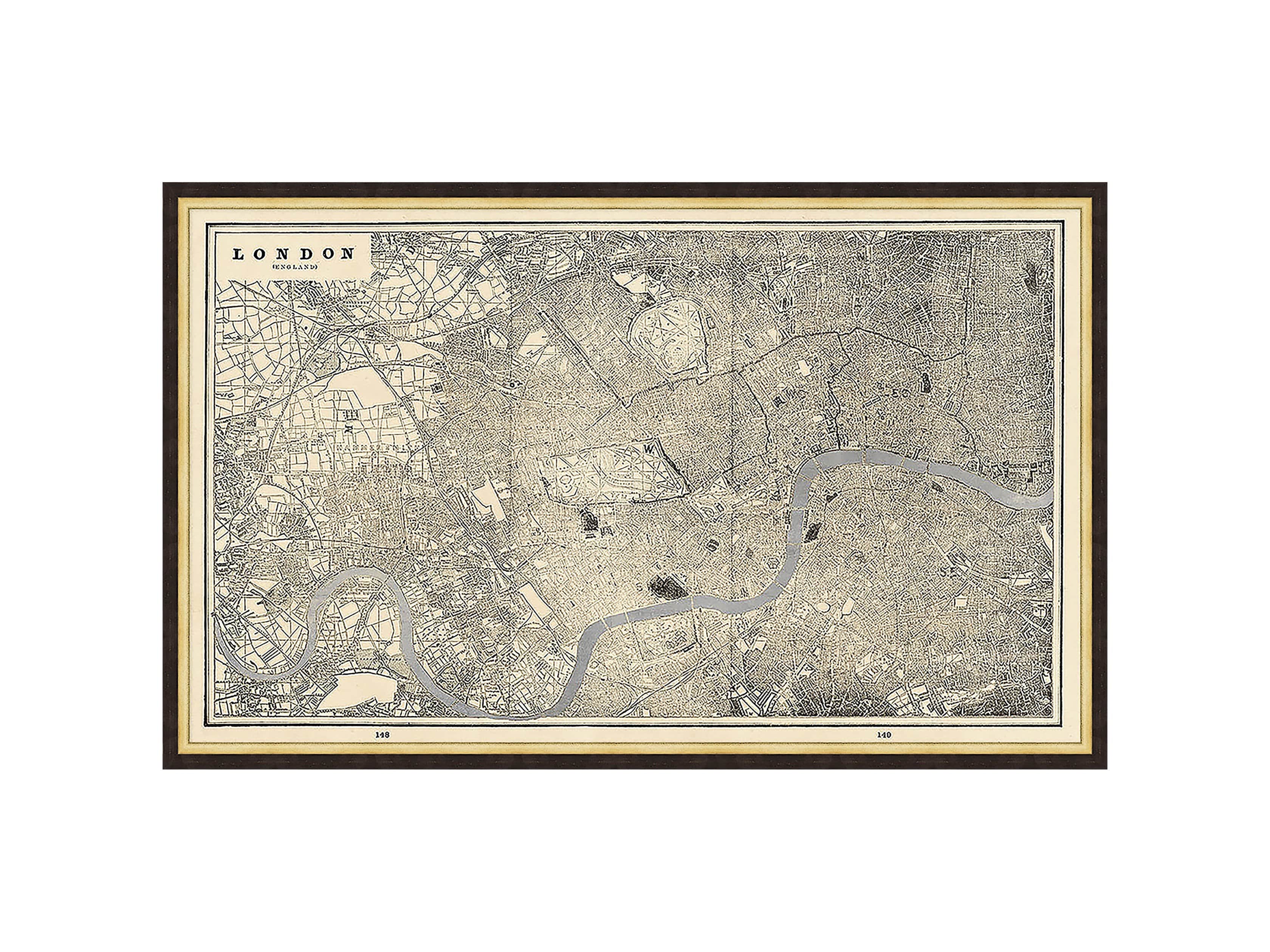 Silver Leaf London Map - 27.5" x 16.5"
