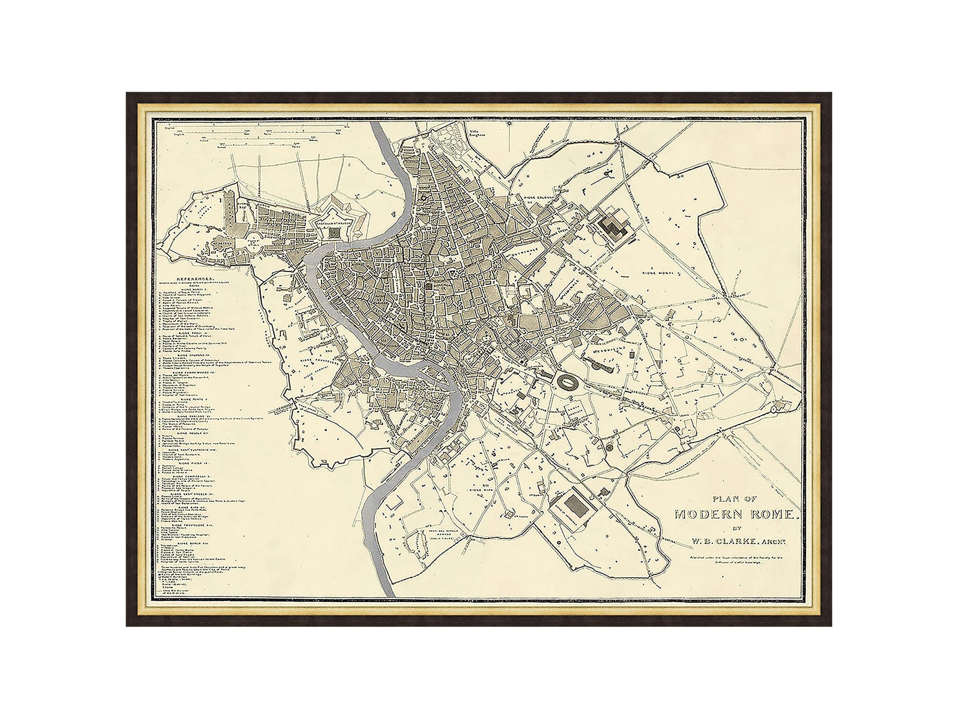 Silver Leaf Rome Map - 27.5" X 20.5"