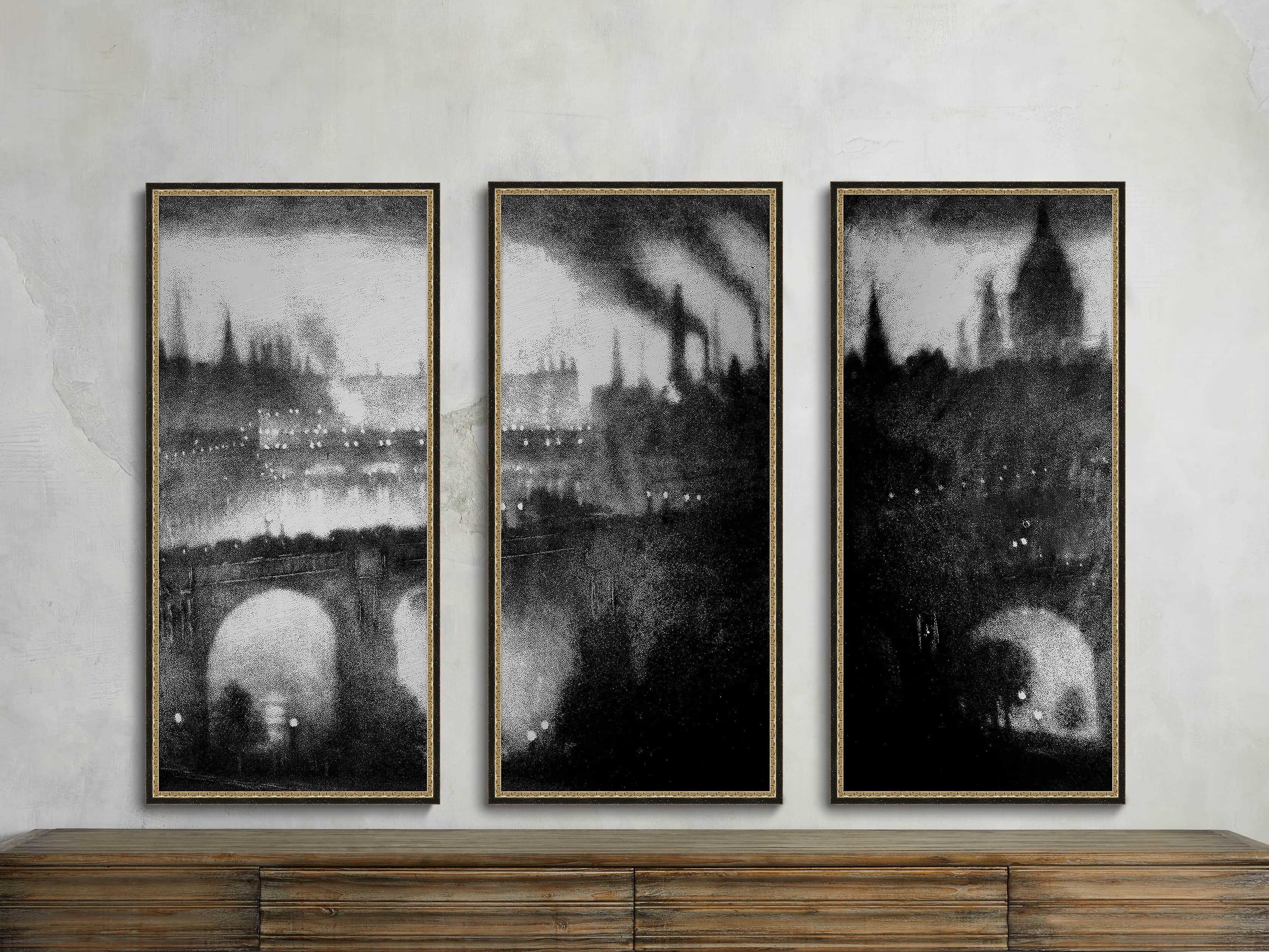 Silver Leaf Cityscape 23" x 48" Print 2