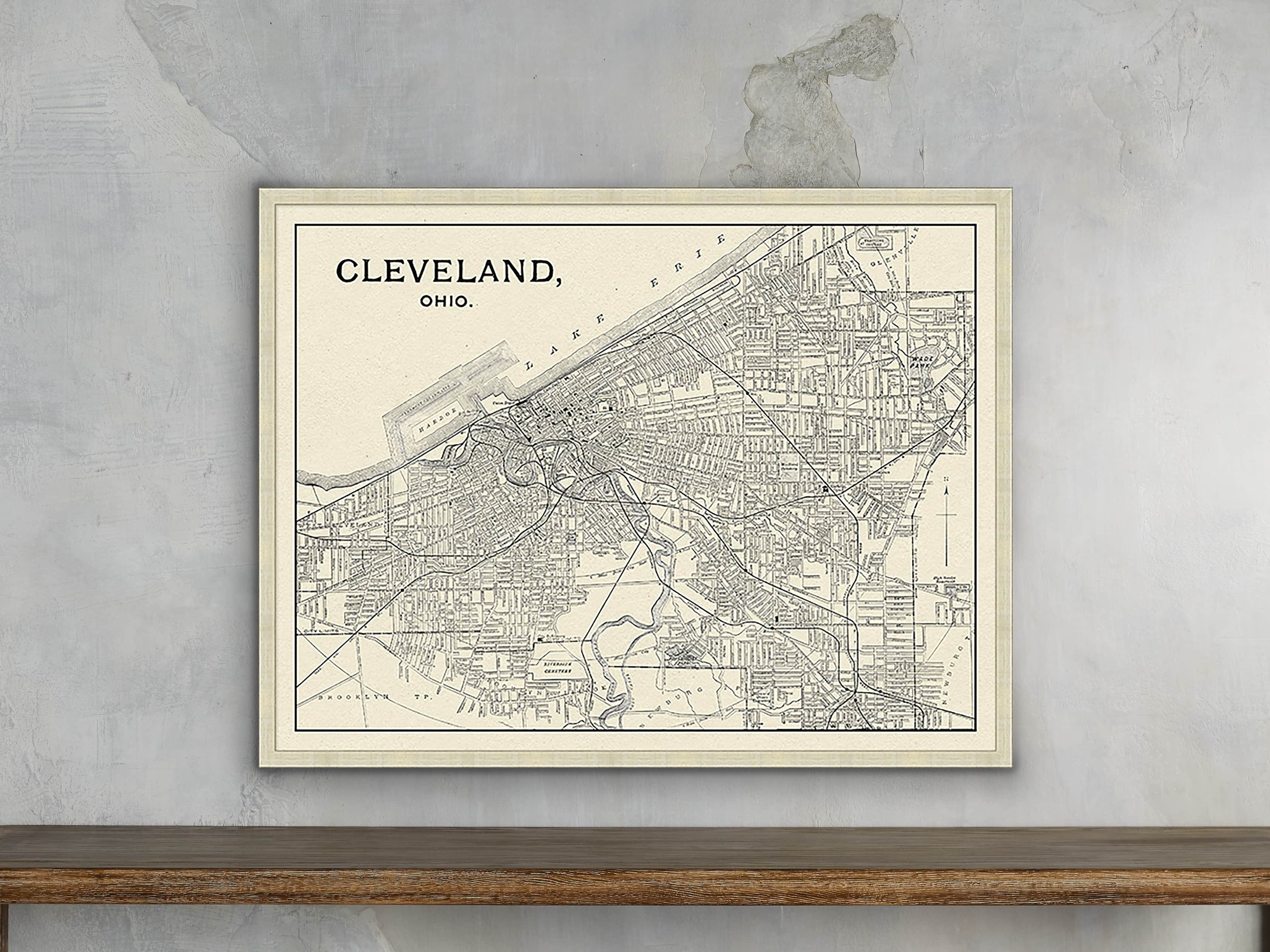 Cleveland Map 32" X 25" Framed Print, slide 1 of 3