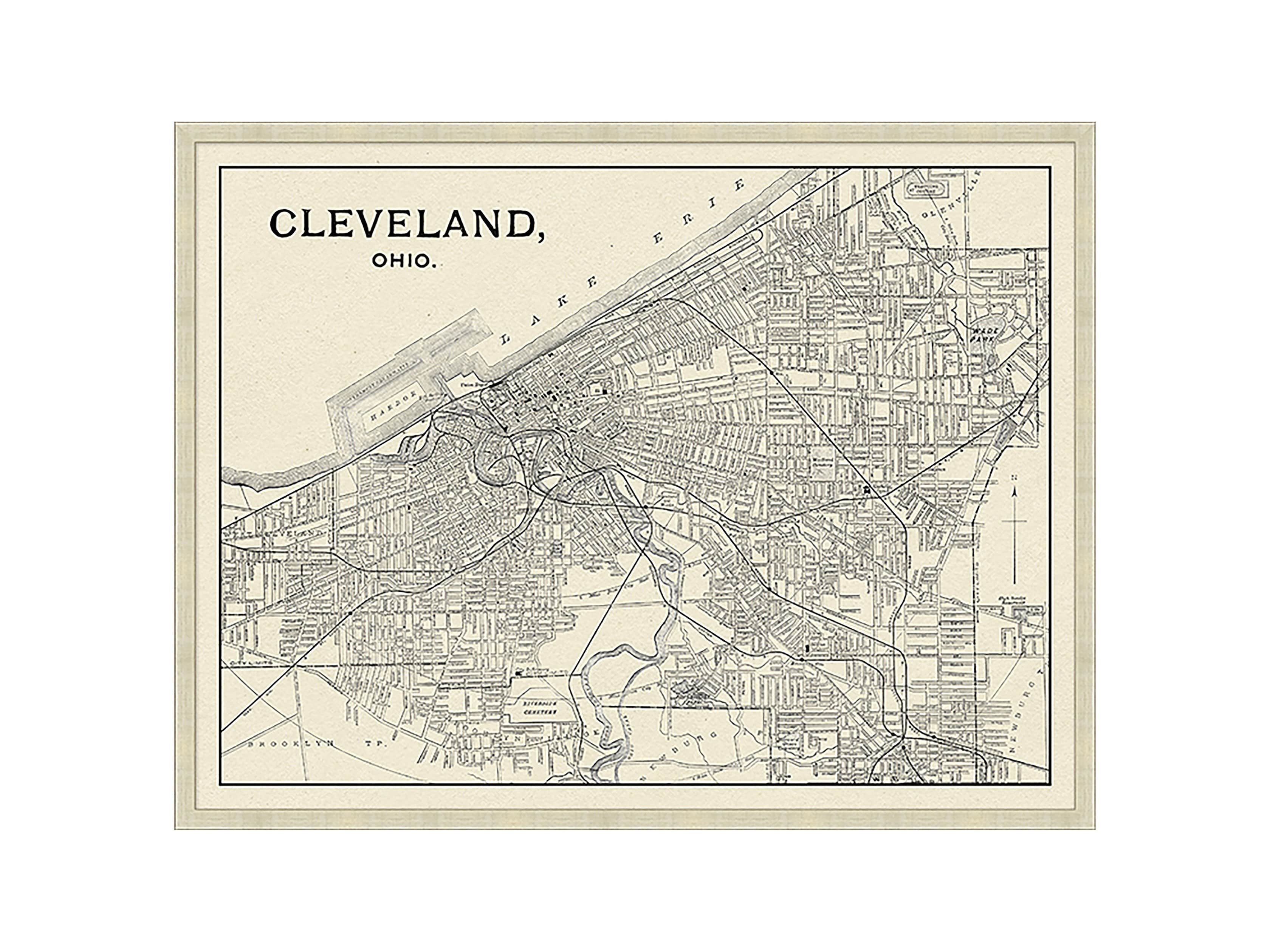 Cleveland Map 32" X 25" Framed Print, slide 2 of 3