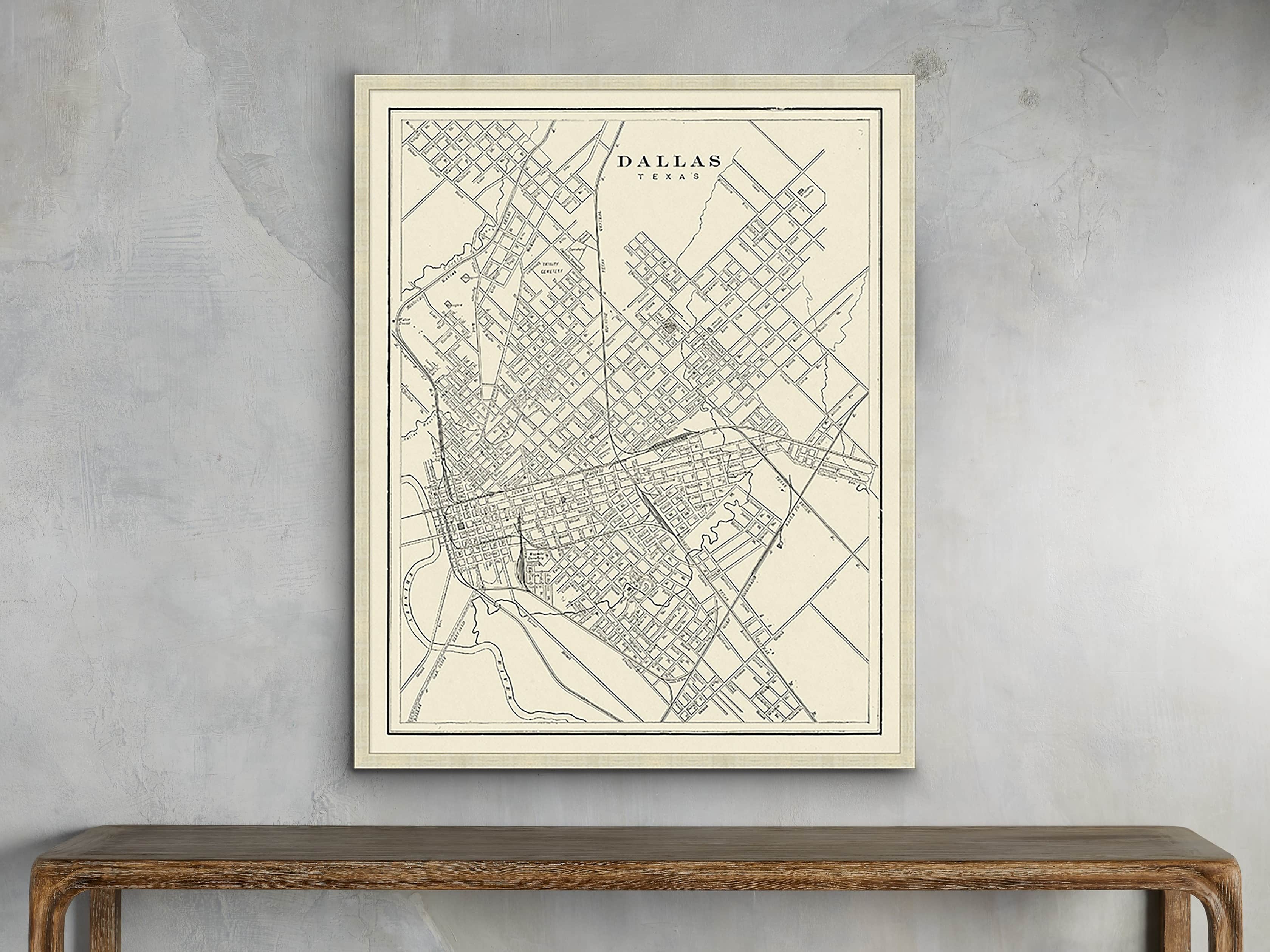 Dallas Map 26" X 32" Framed Print