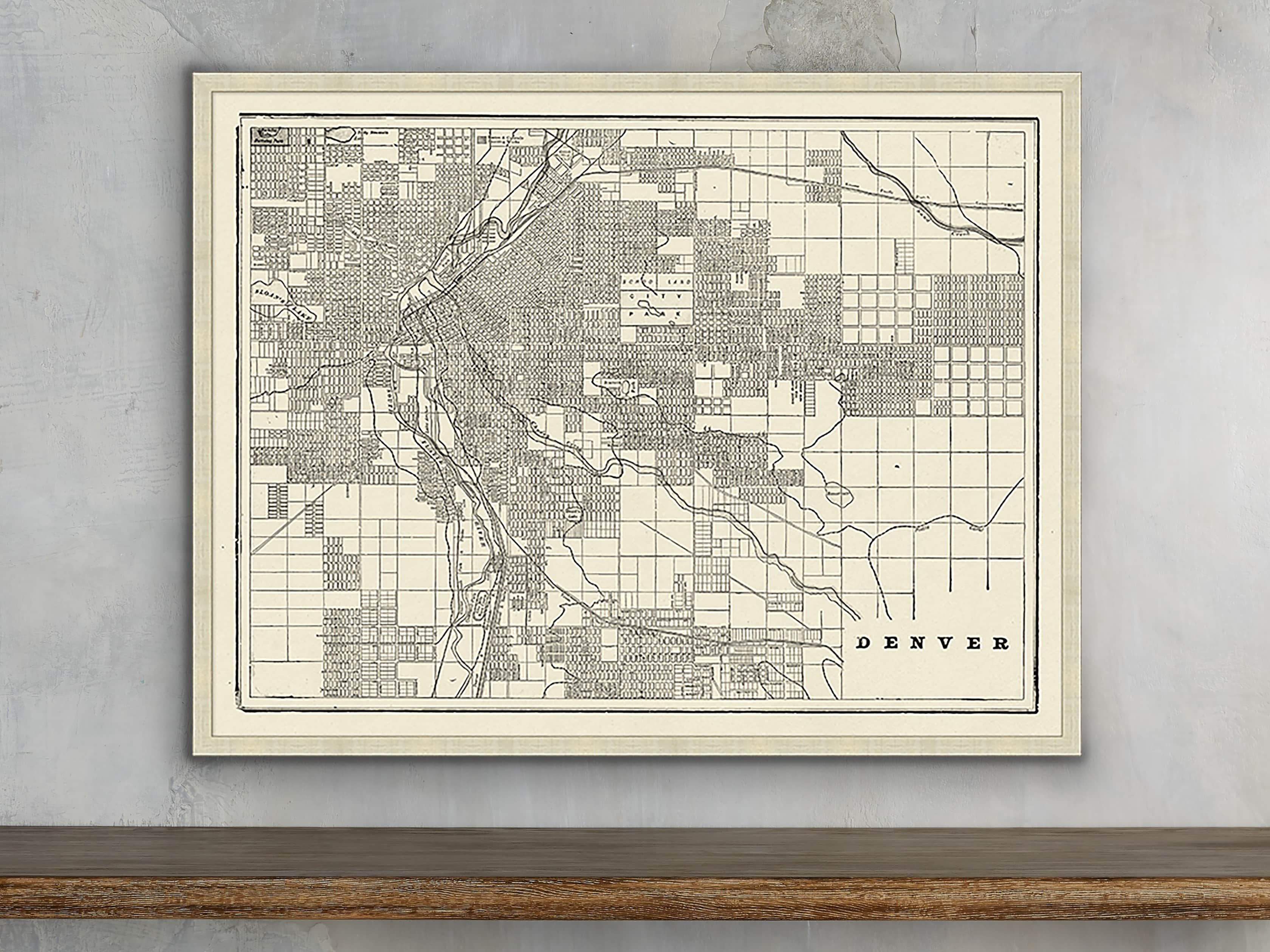 Denver Map 32" X 25" Framed Print