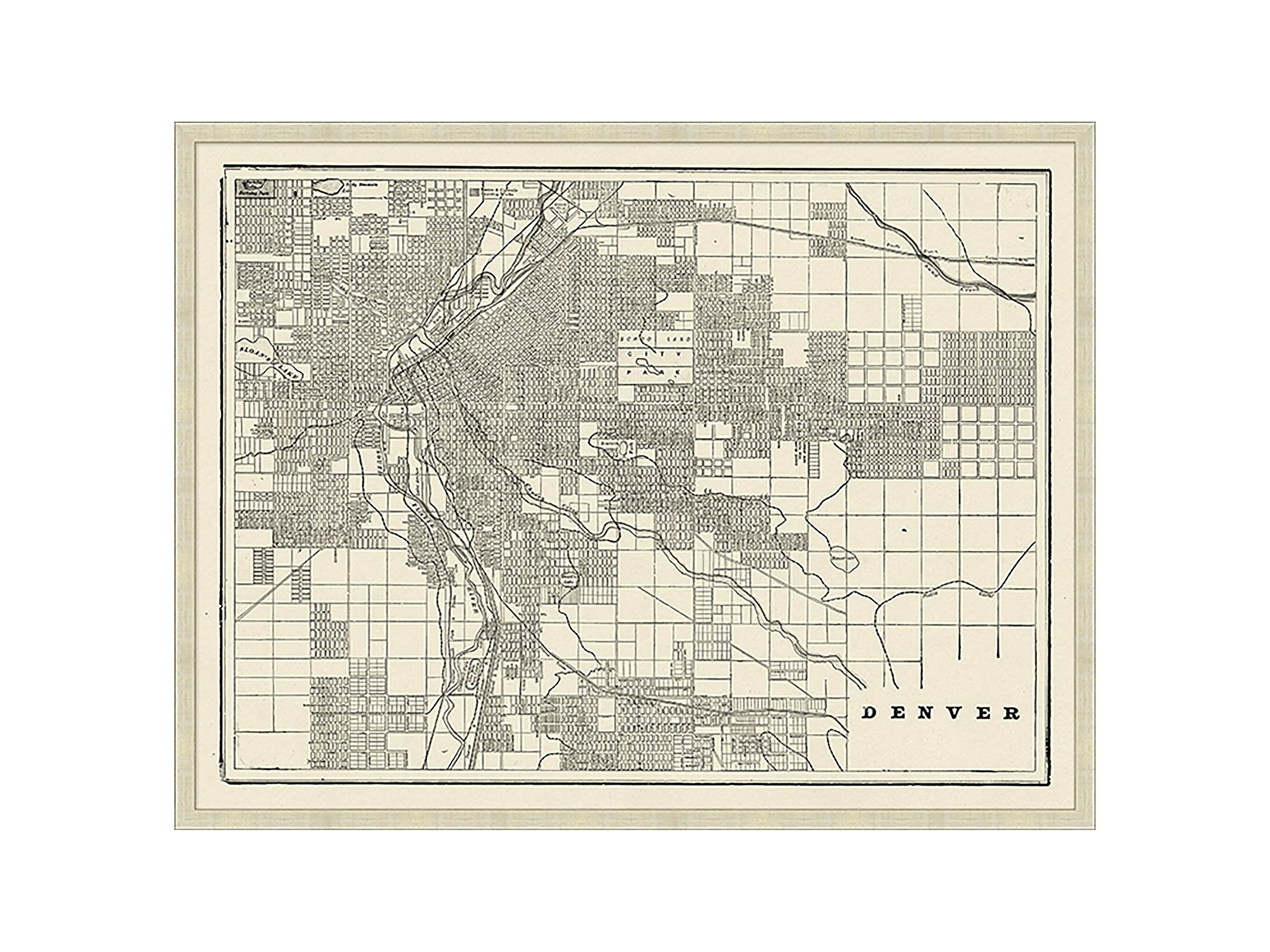 Denver Map 32" X 25" Framed Print
