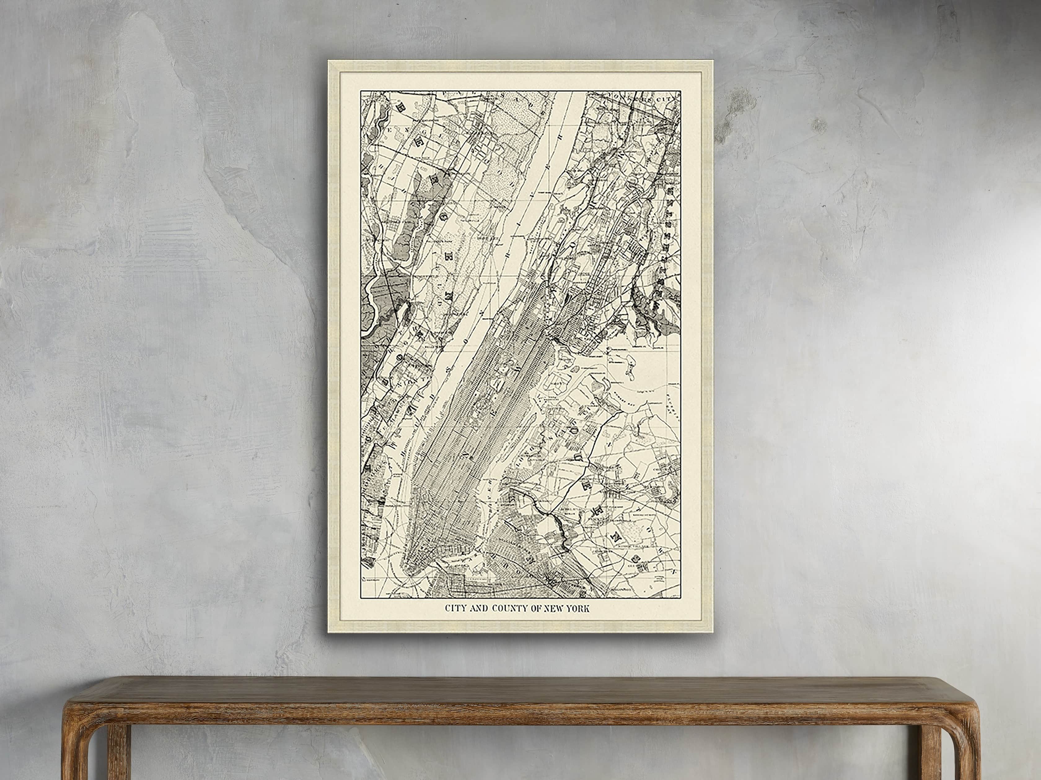 New York Map 22" X 32" Framed Print
