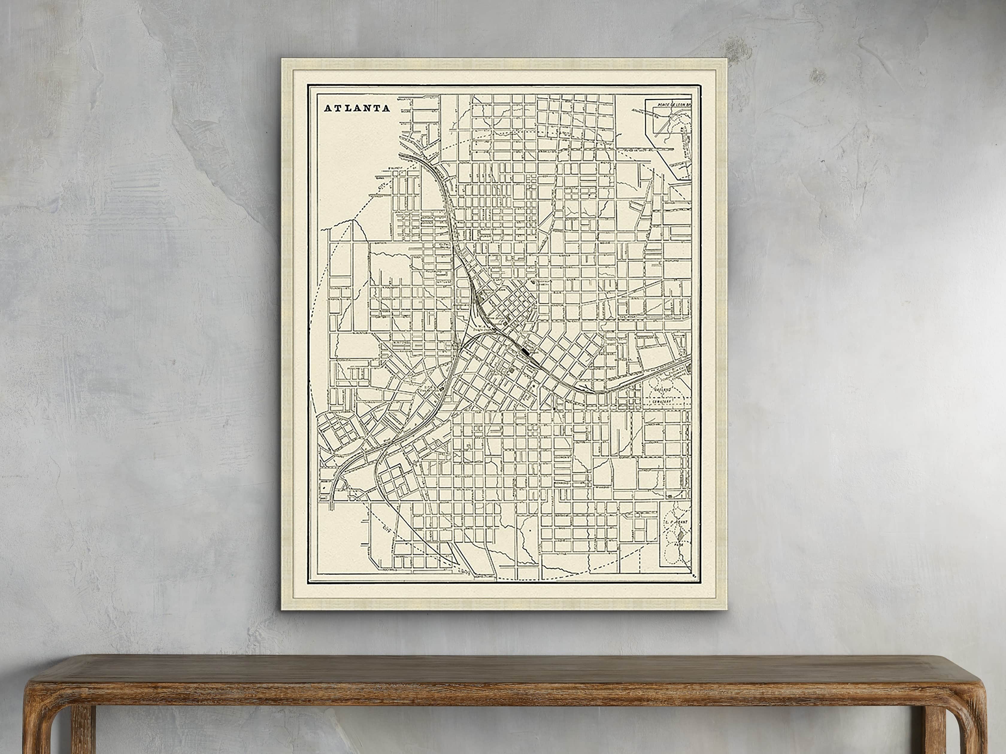 Atlanta Map 26" X 32" Framed Print