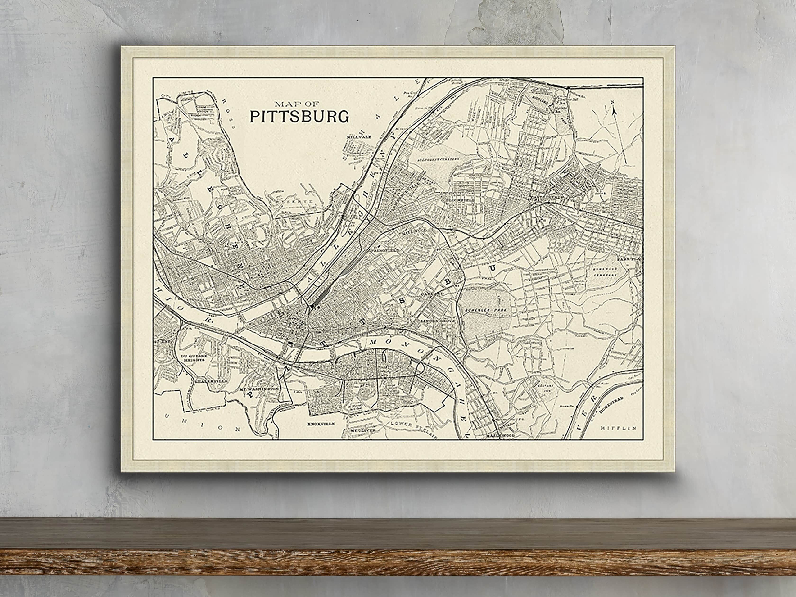 Pittsburgh Map 32" X 24" Framed Print