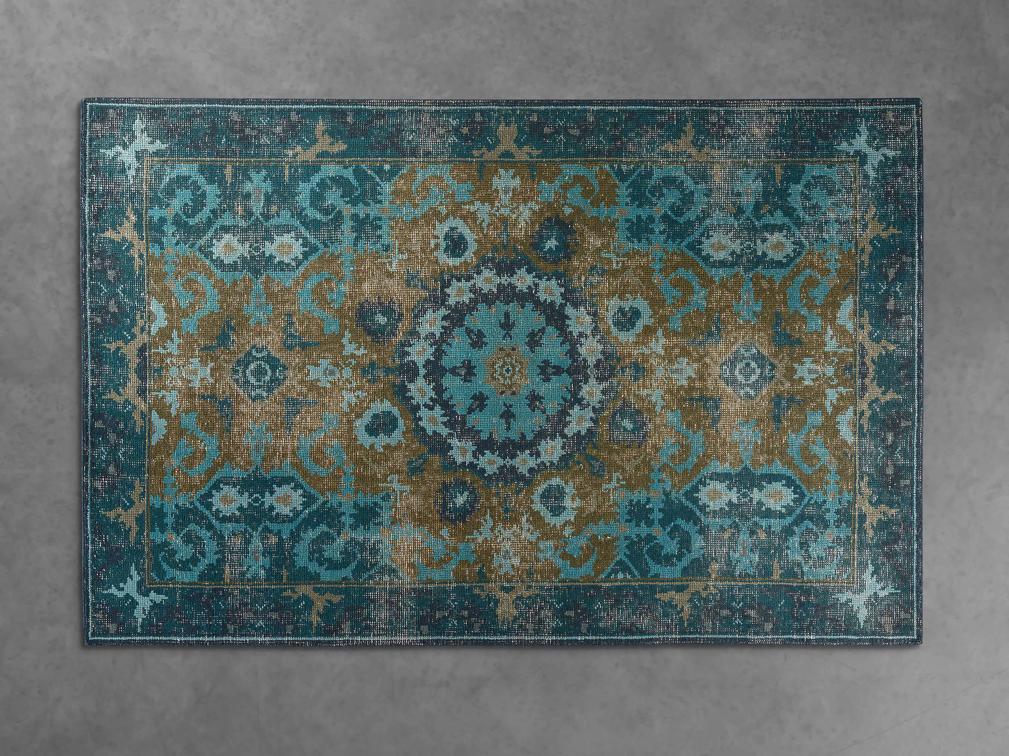 5x8 Saybrook Hand-Knotted Teal Rug, slide 1 of 2