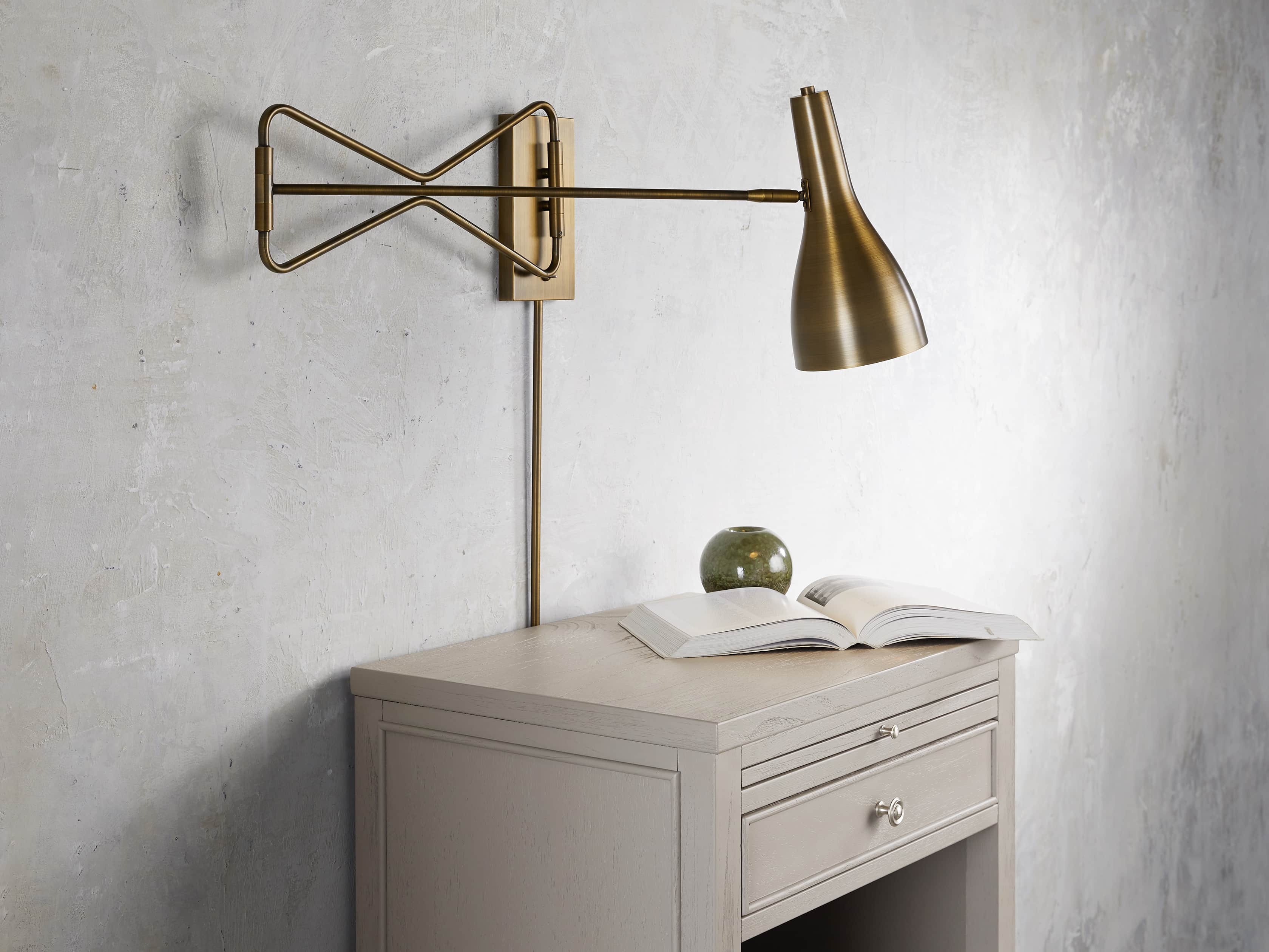 Aldrich Swing-Arm Brass Wall Sconce, slide 1 of 3