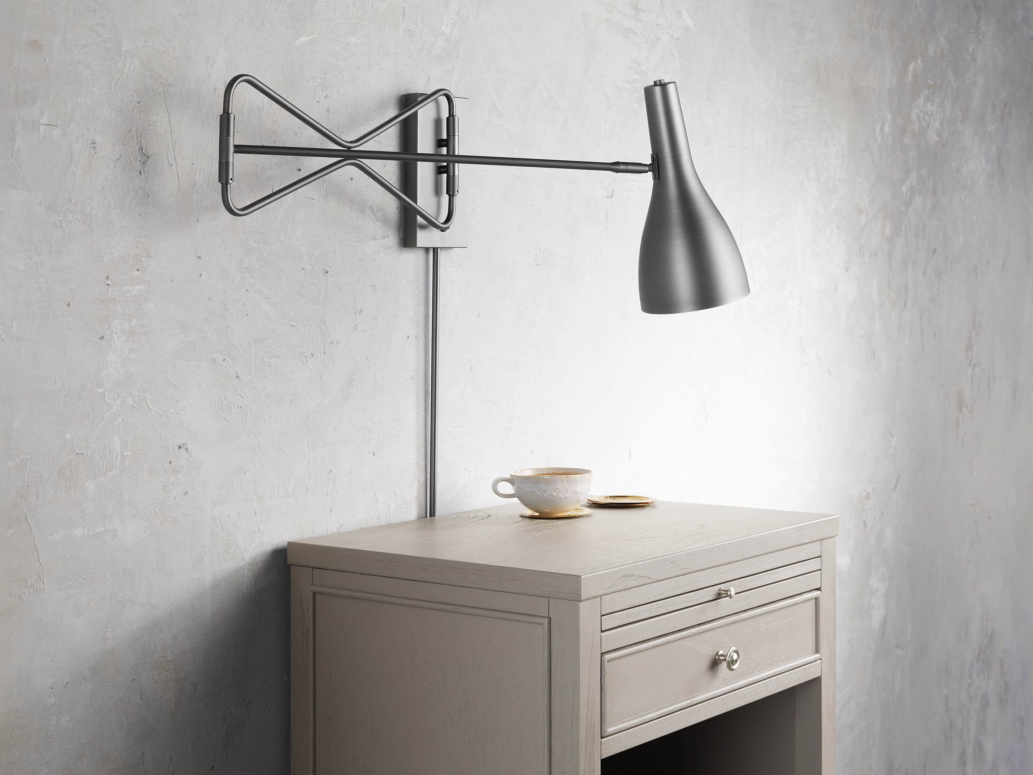 Aldrich Swing-Arm Nickel Wall Sconce, slide 1 of 3