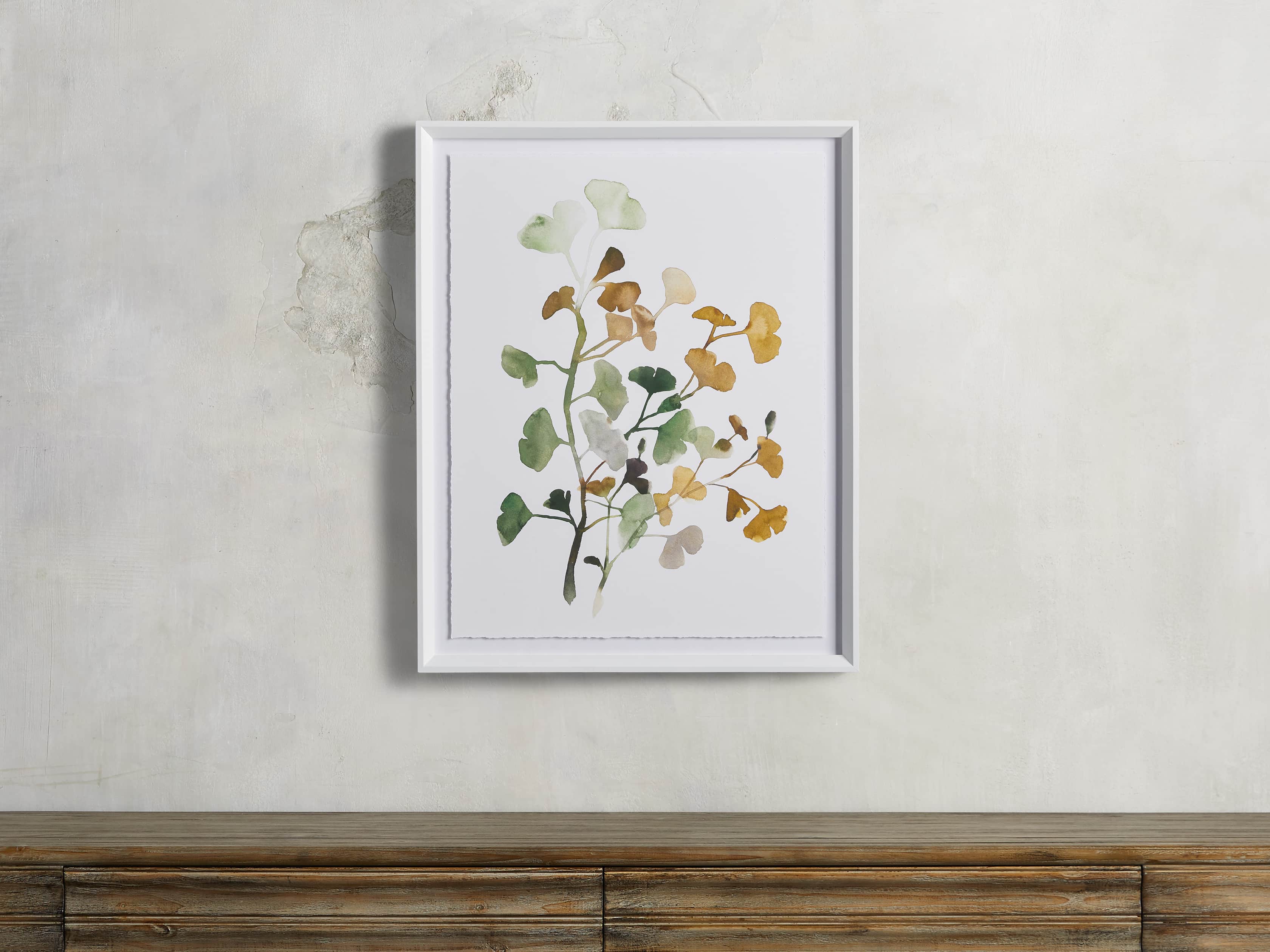 Ginkgo Watercolor Framed Print III, slide 1 of 4