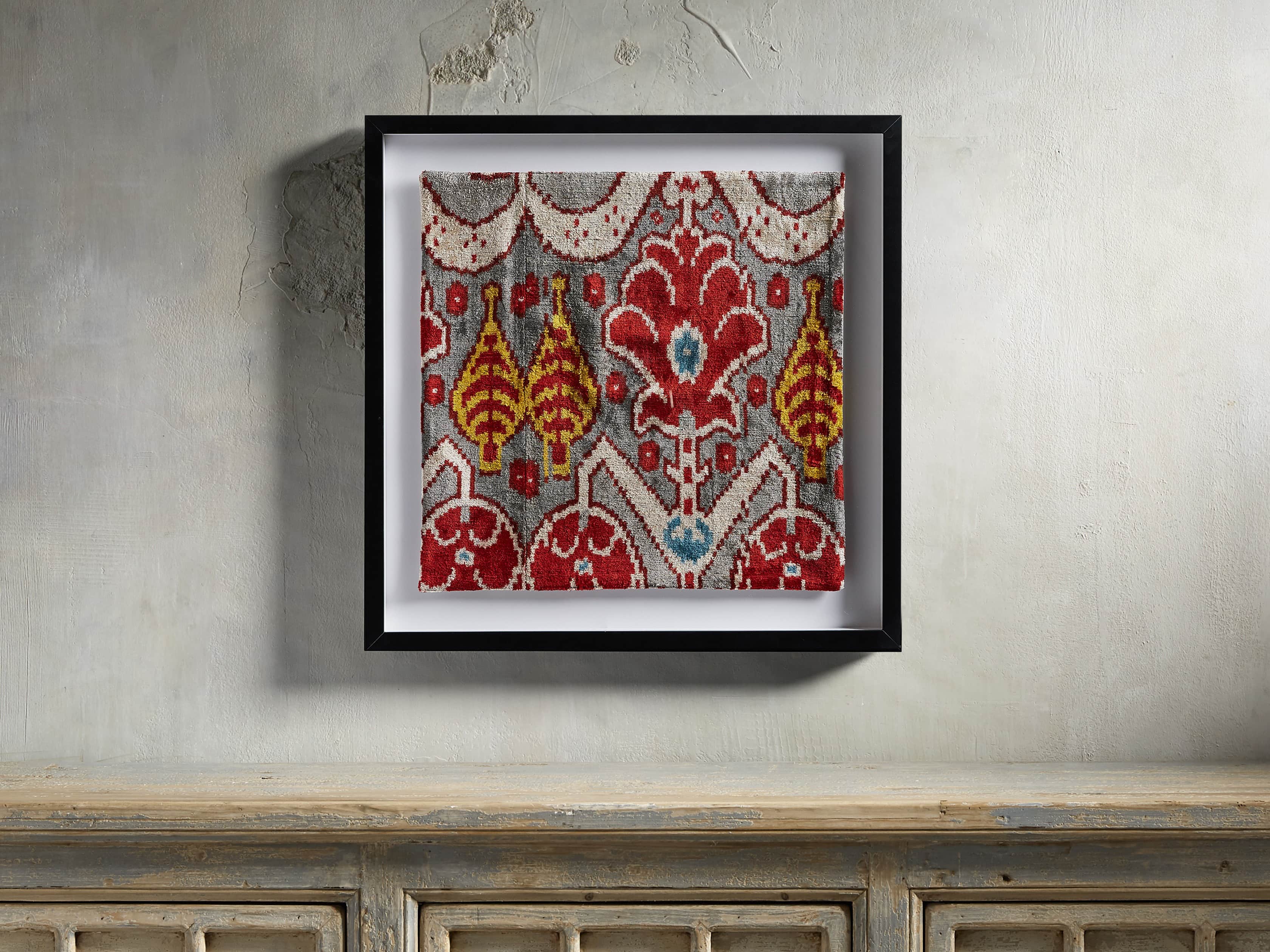 Framed Velvet in Silver and Red Print