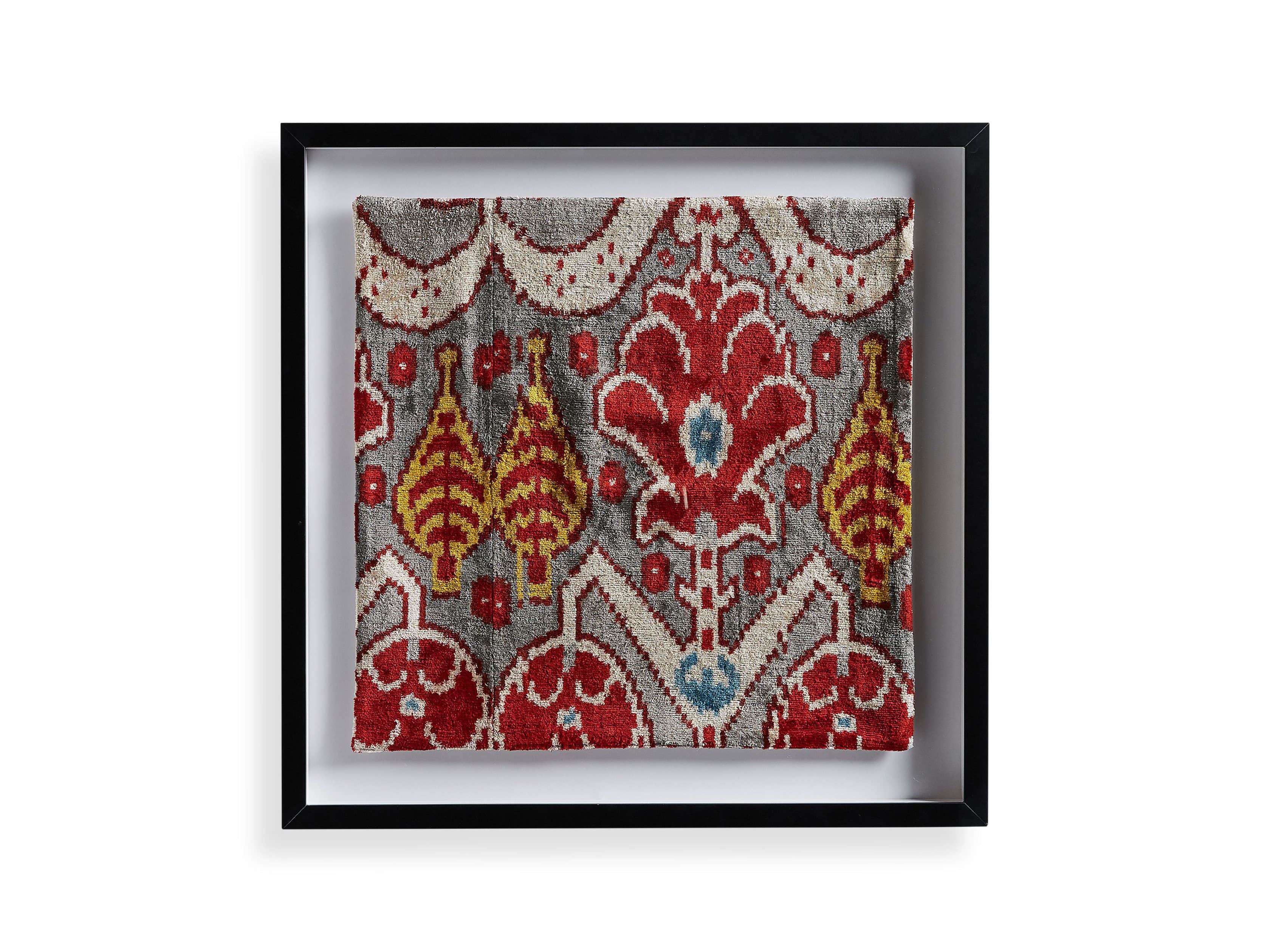 Framed Velvet in Silver and Red Print
