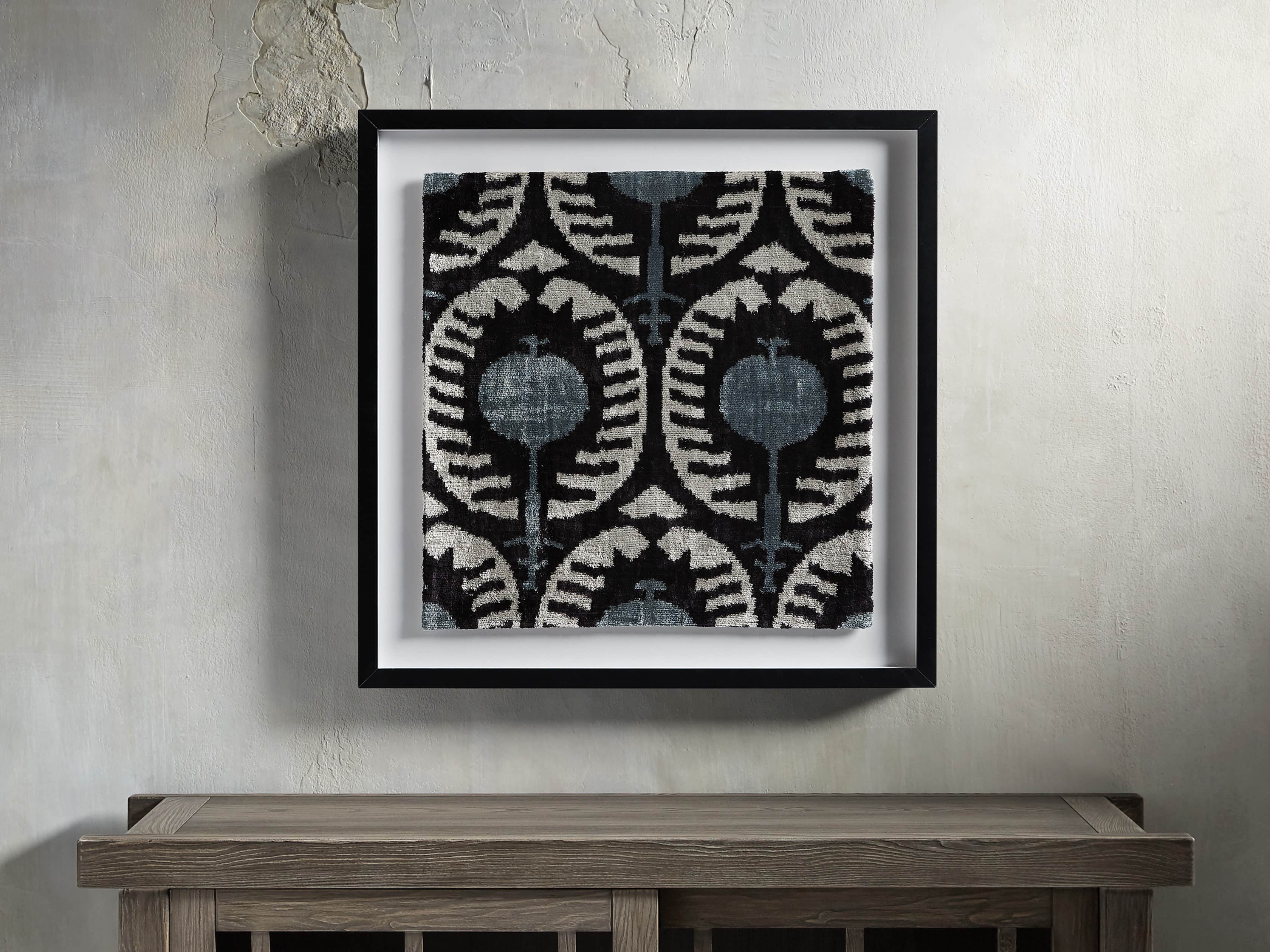 Framed Velvet Print in Blue and Black 2