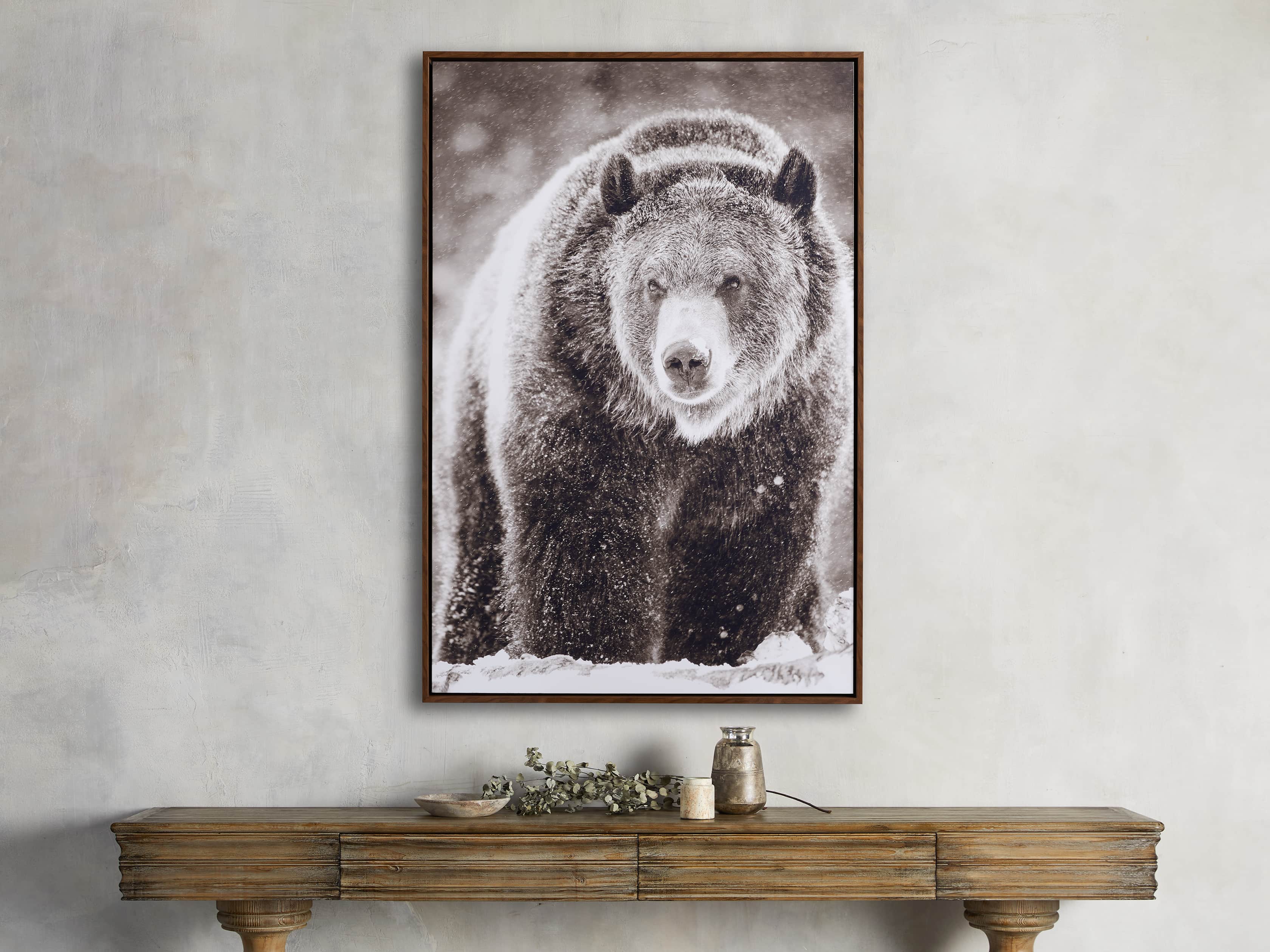 Snow Grizzly Canvas Wall Art, slide 1 of 4