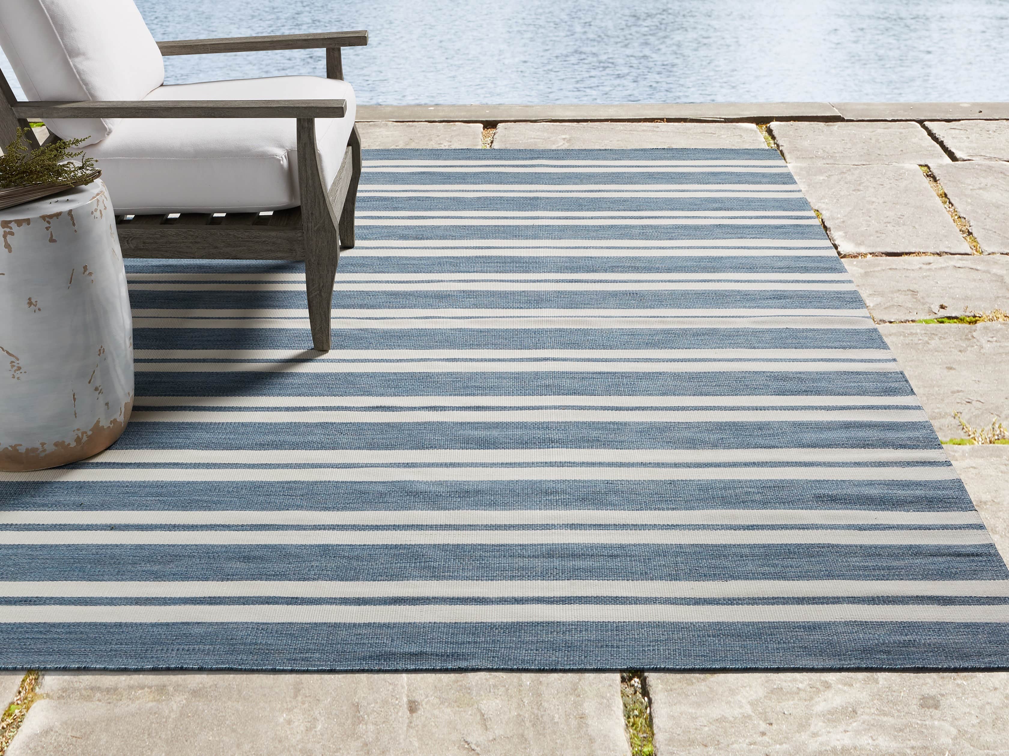 Collins 5' x 7'6" Outdoor Rug in Navy Stripe