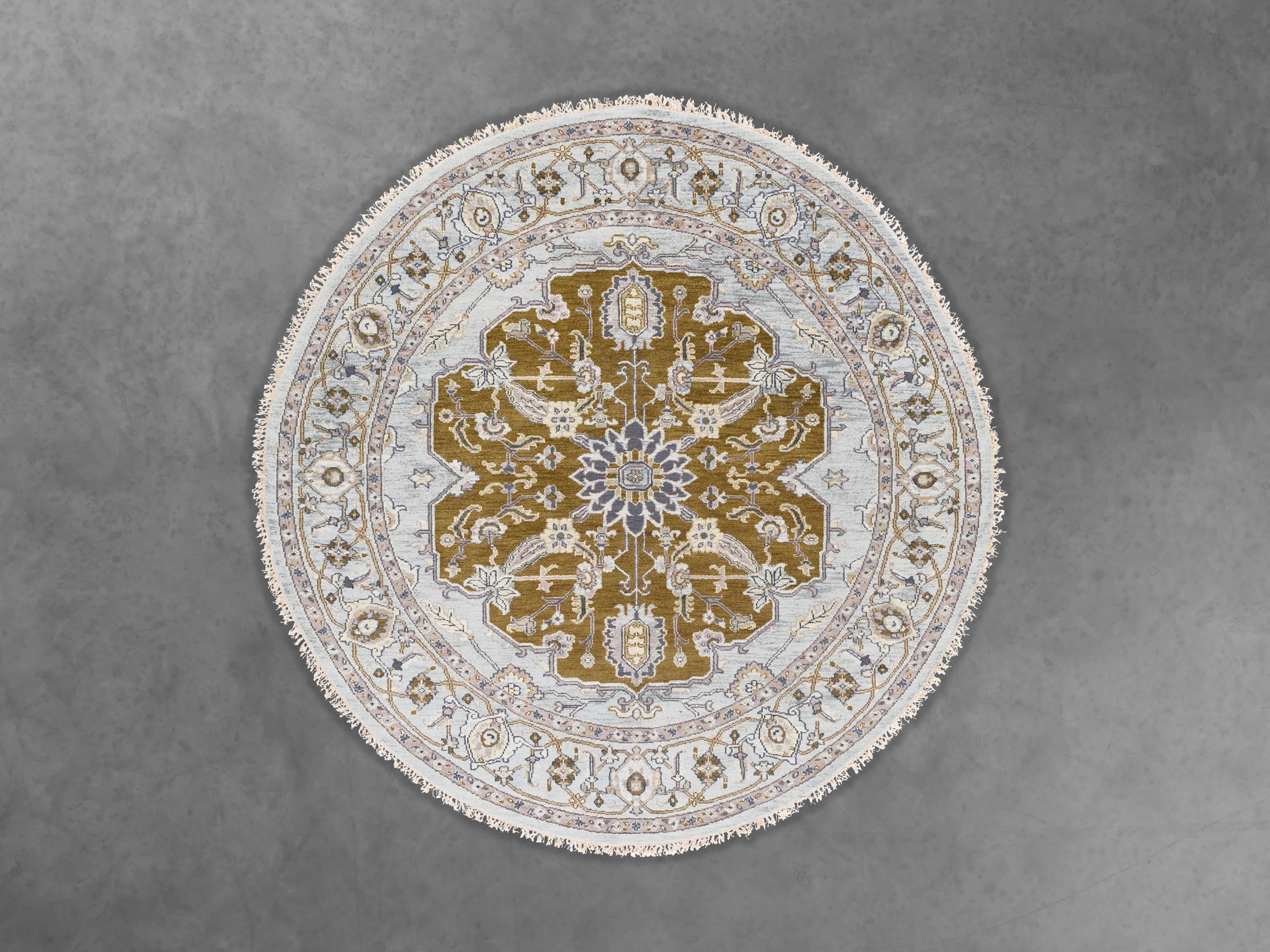 Evgenia 8' Round Hand Knotted Floral Rug