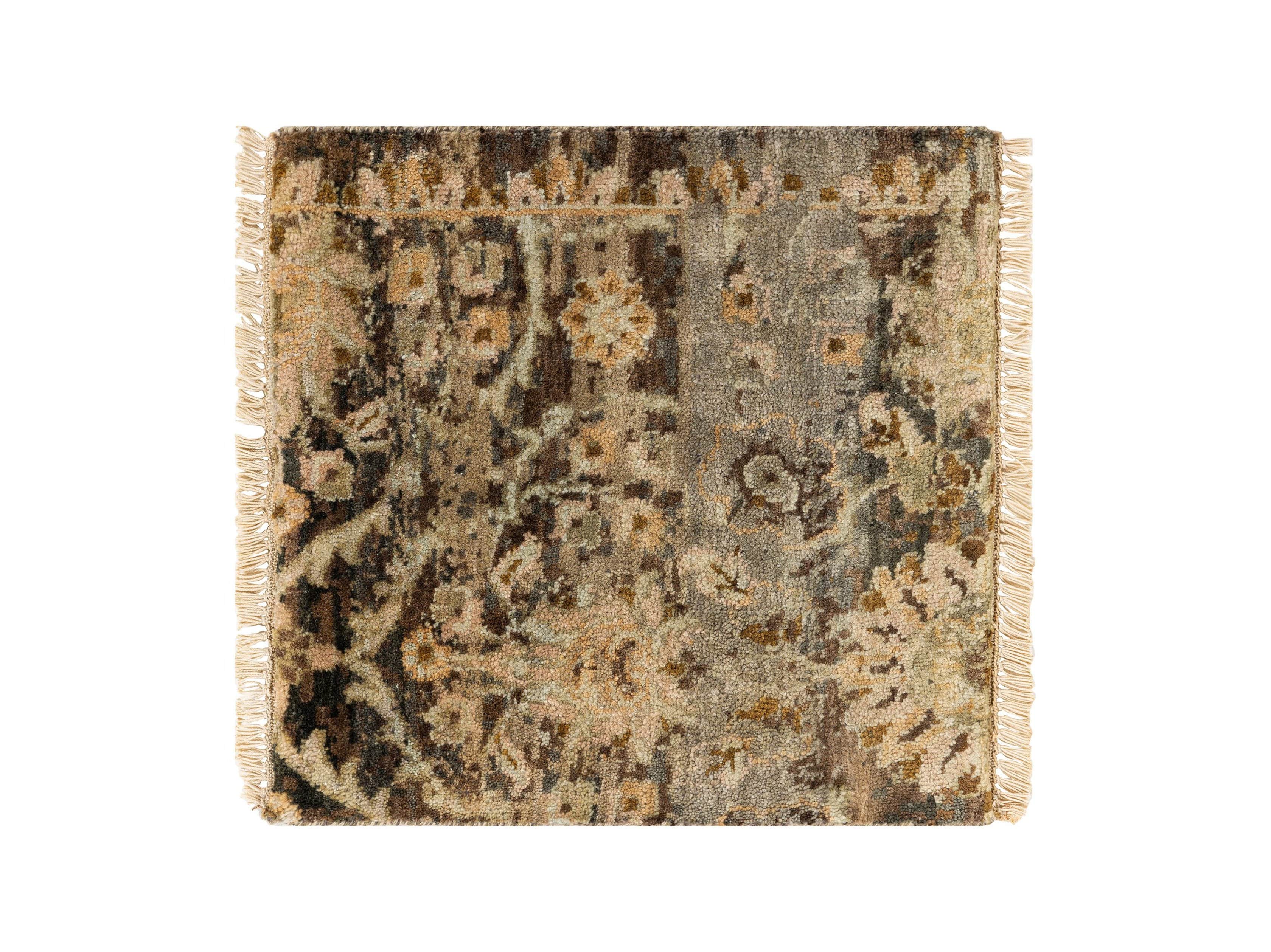 Hestia Hand Knotted Medallion 18" Rug Swatch In Olive