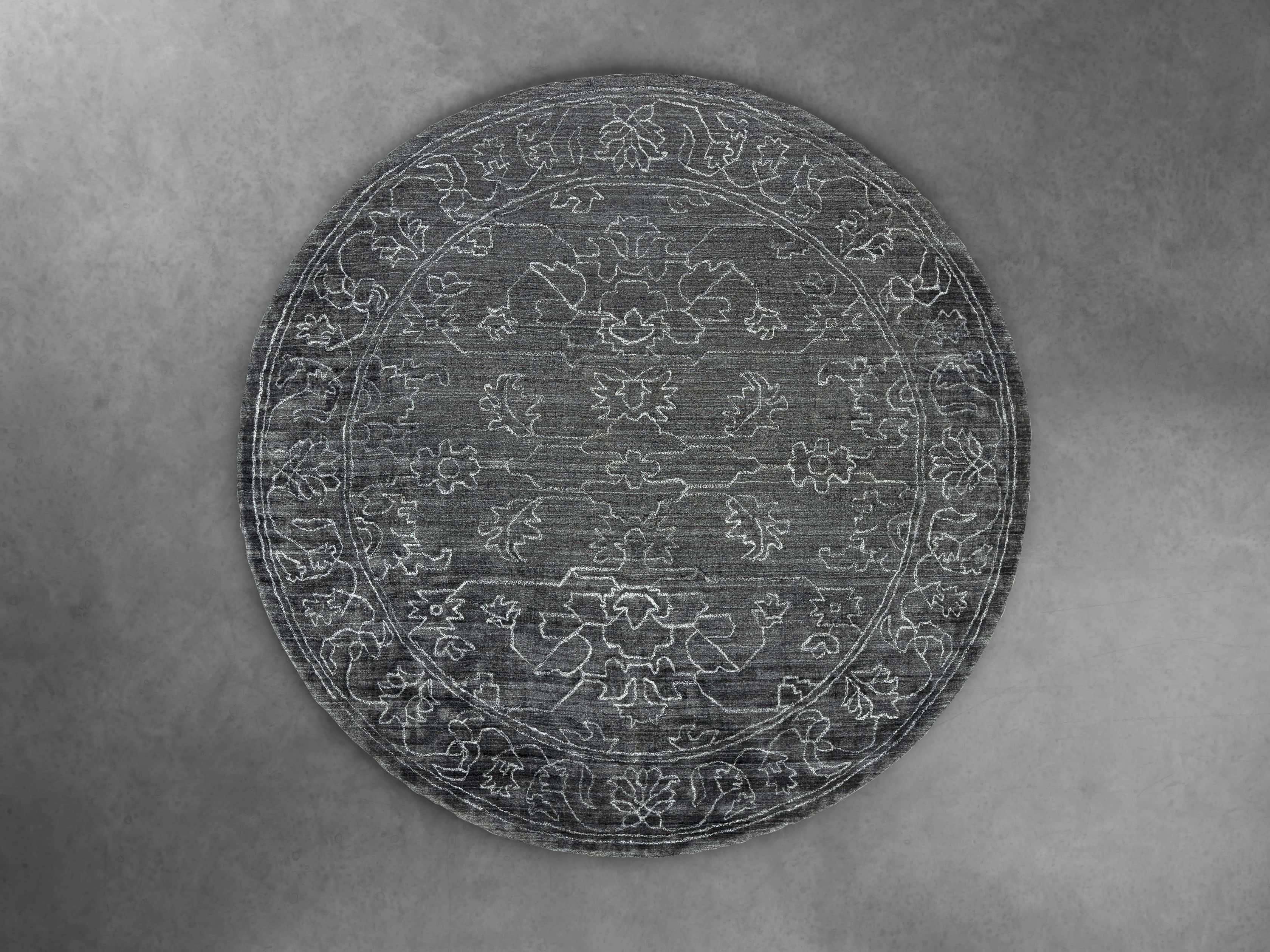 Jaden Hand Loomed 8' Round Rug in Charcoal, slide 1 of 1