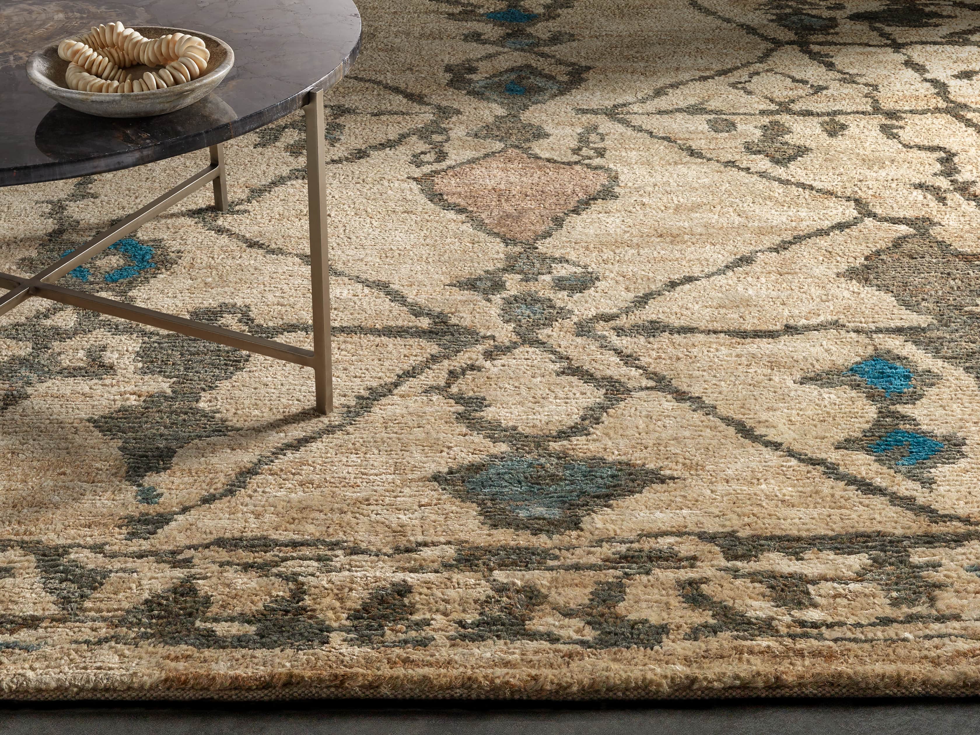 Naria 6' x 9' Hand-Knotted Rug in Turquoise, slide 1 of 6