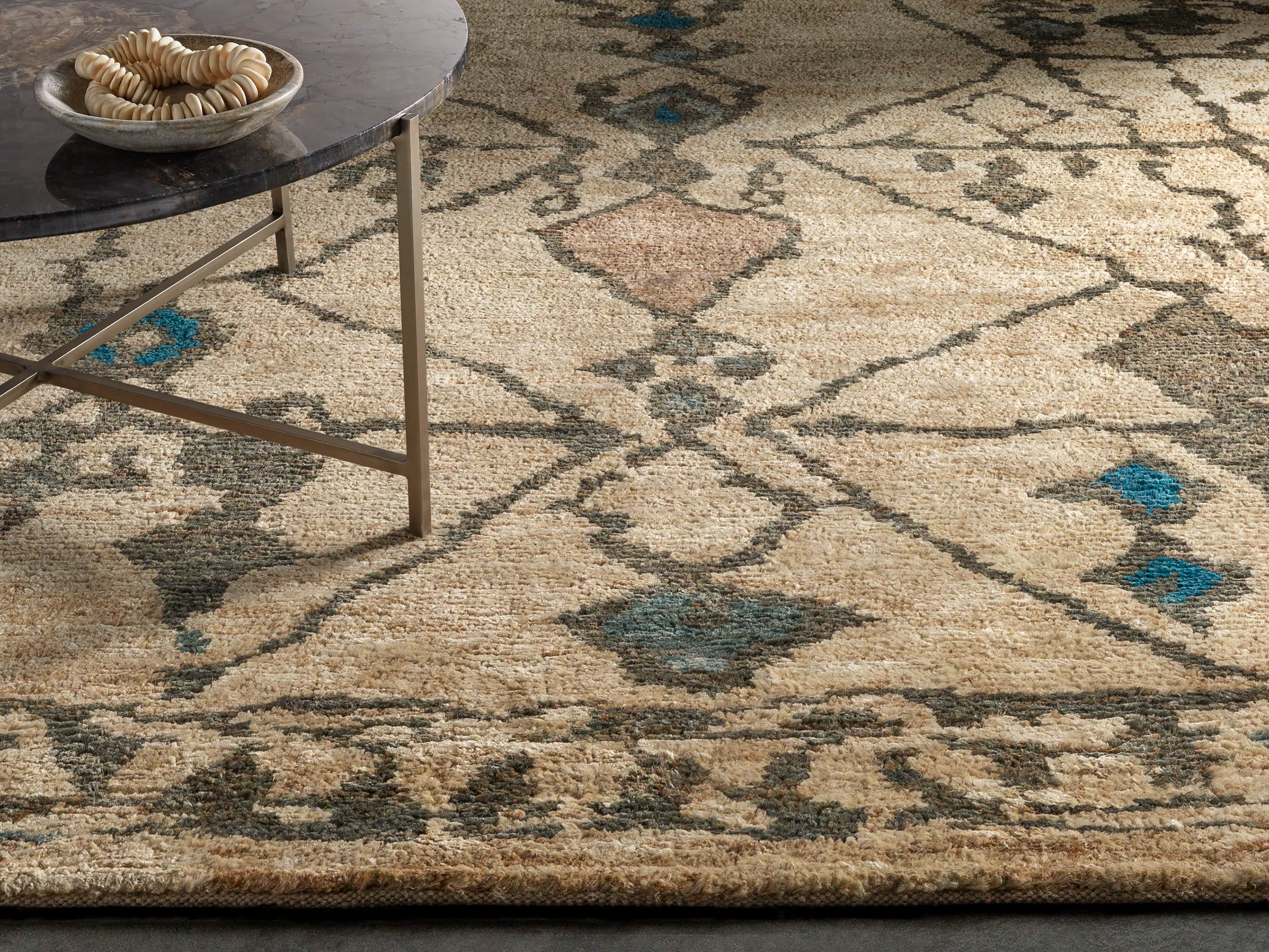 Naria Hand-Knotted Rug in Turquoise | Arhaus