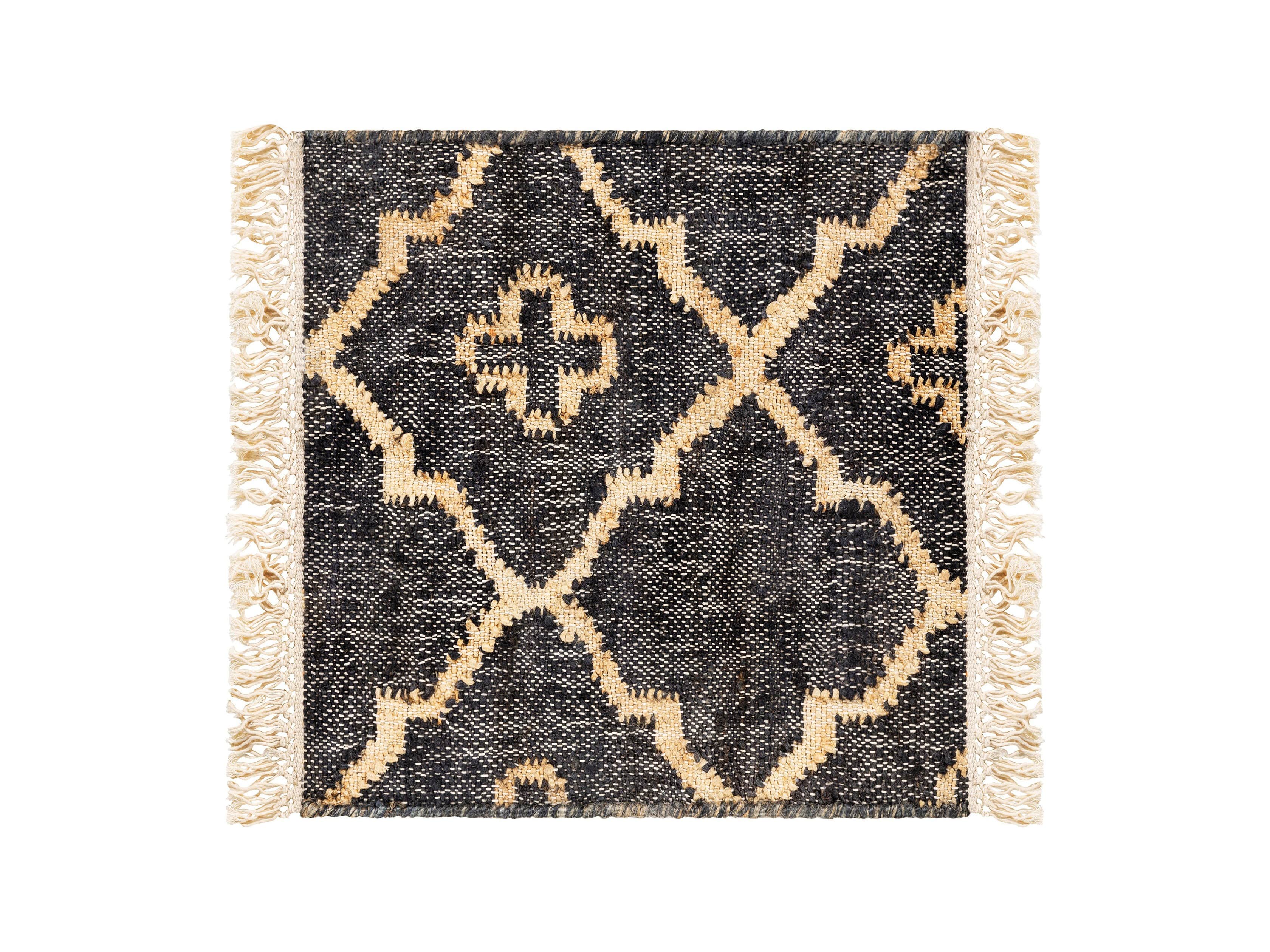 Rosine Natural Fiber Medallion 18" Rug Swatch In Black