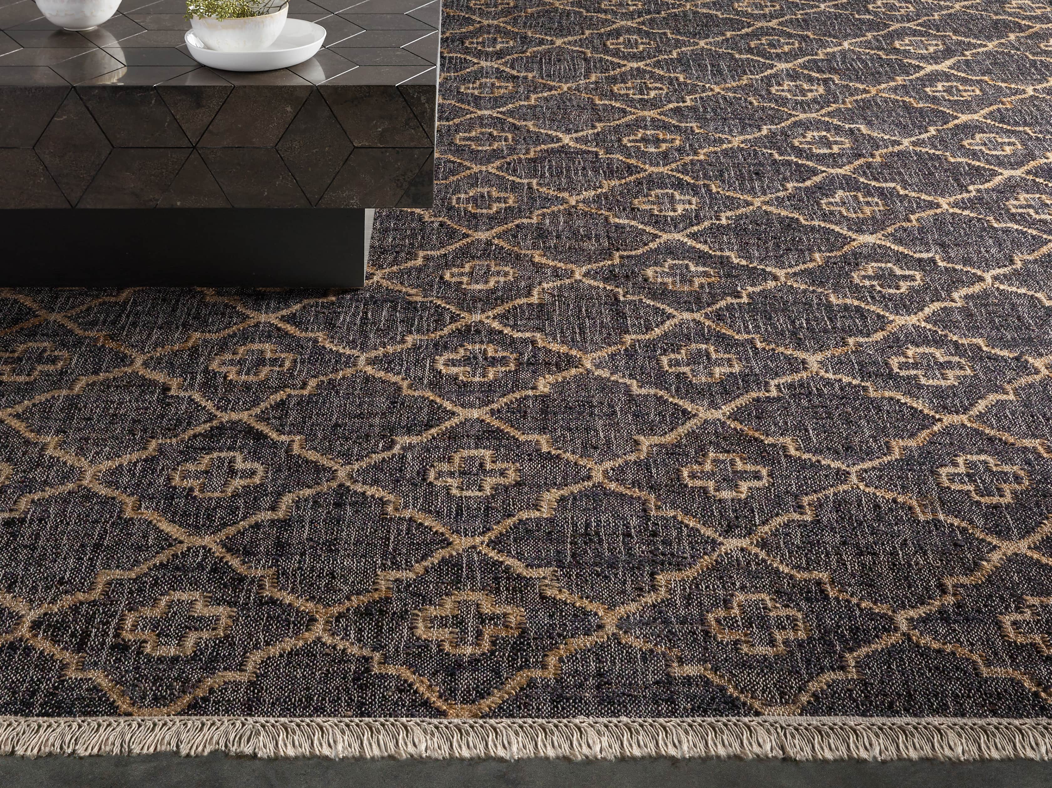 Rosine 8' X 10' Natural Fiber Medallion Rug In Black